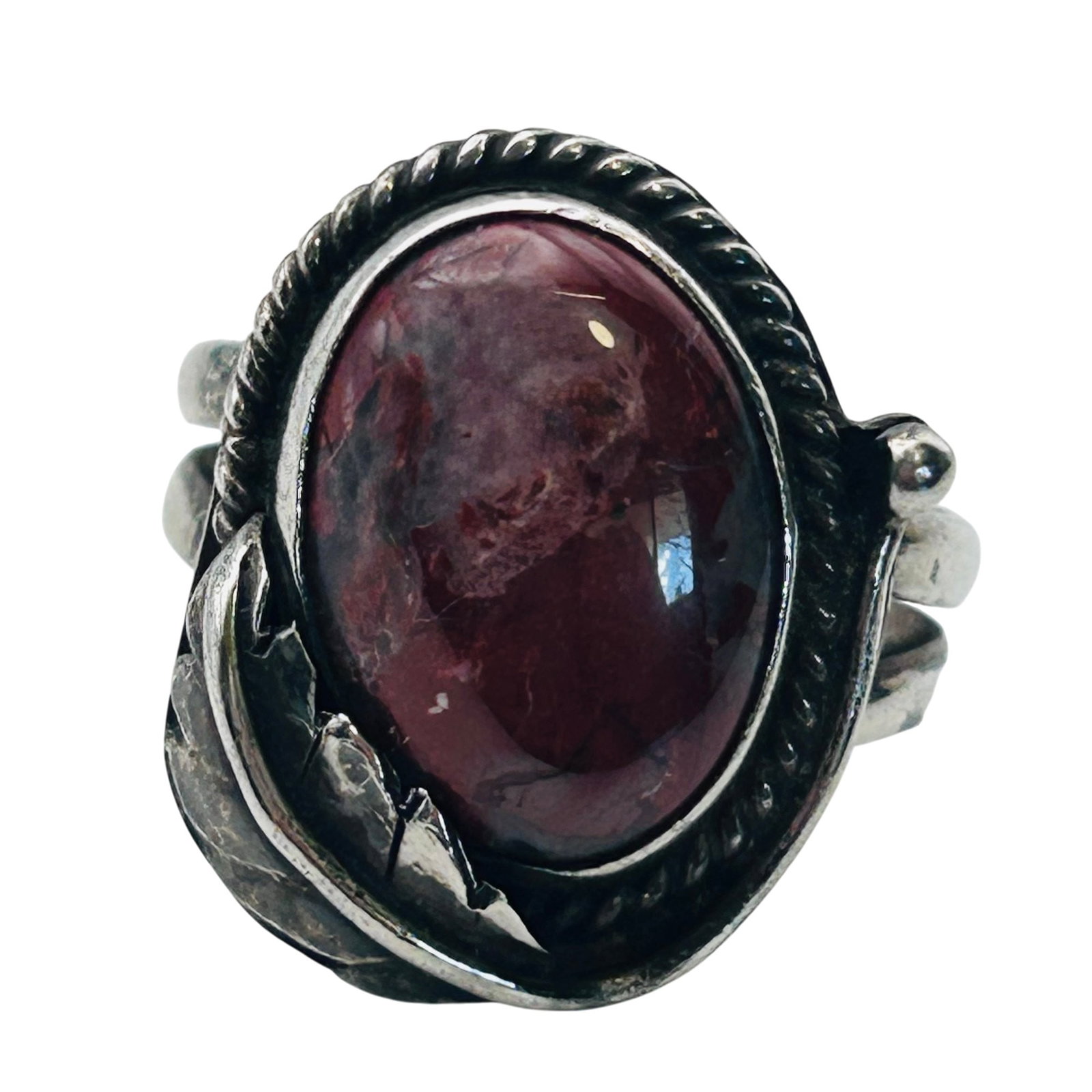 Navajo Sterling Carnelian Ring Sz 7.5g (1 of 6)