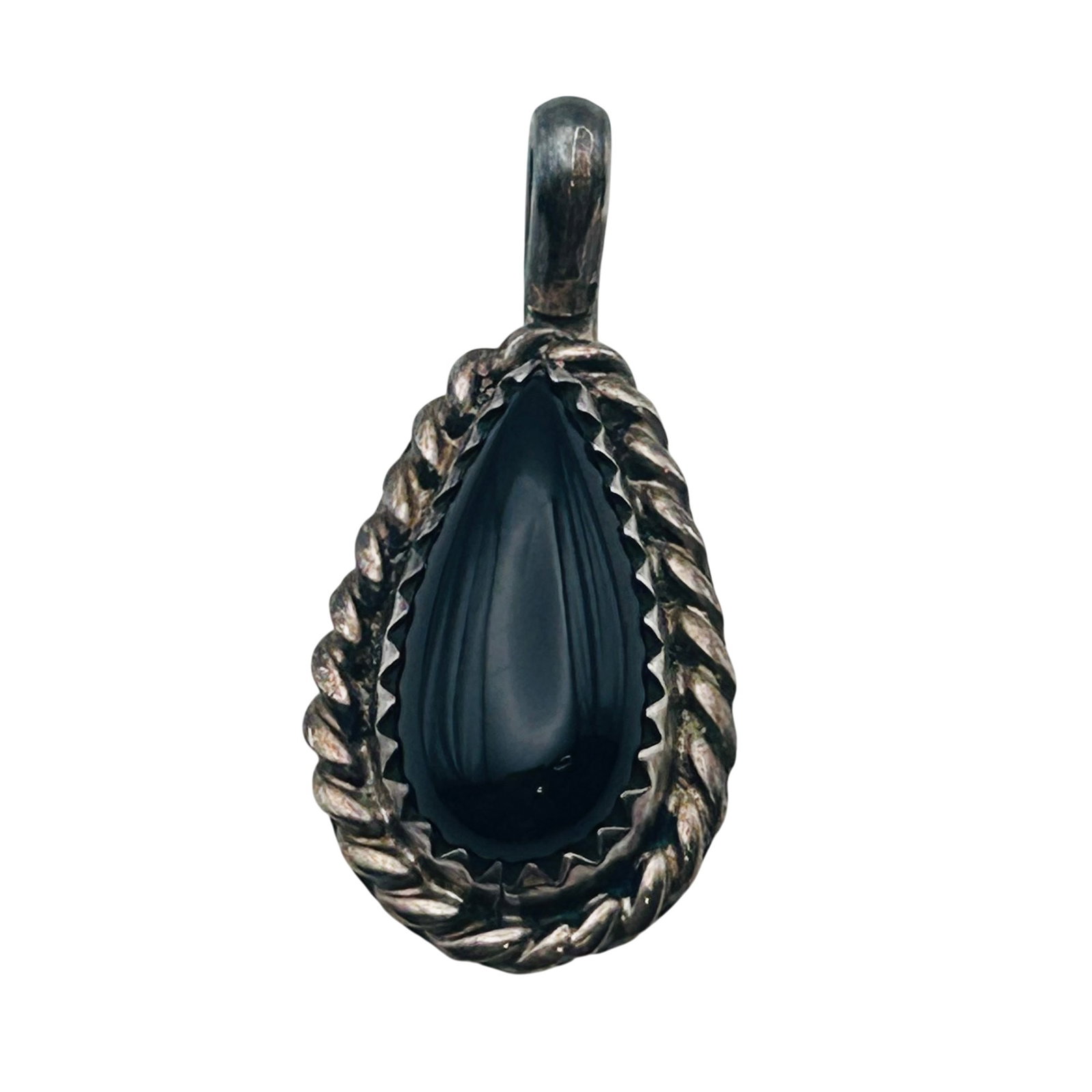Signed Native Sterling Onyx Pendant (1 of 5)