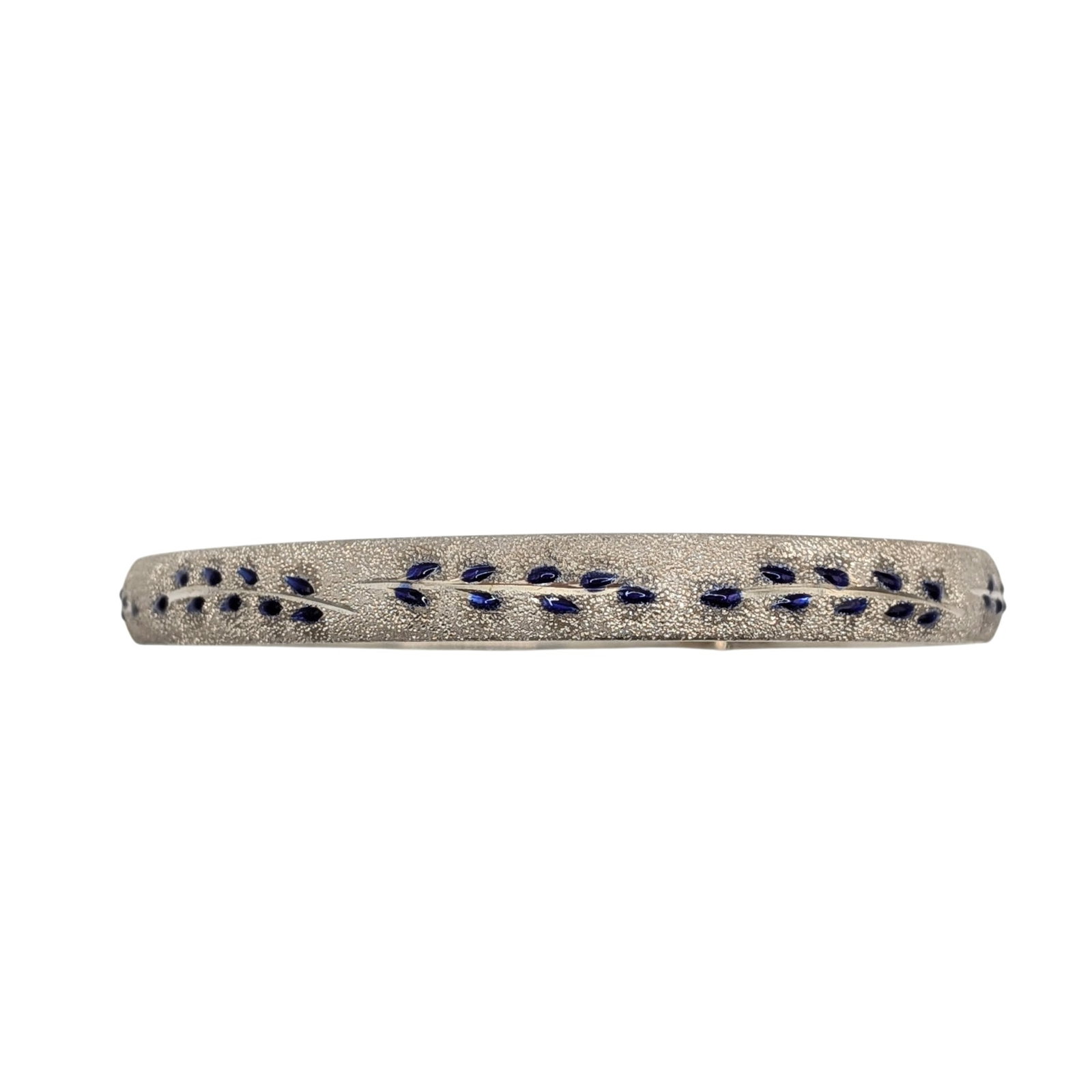 Signed Sterling Silver Blue Enamel Bangle Clasp Bracelet (1 of 3)