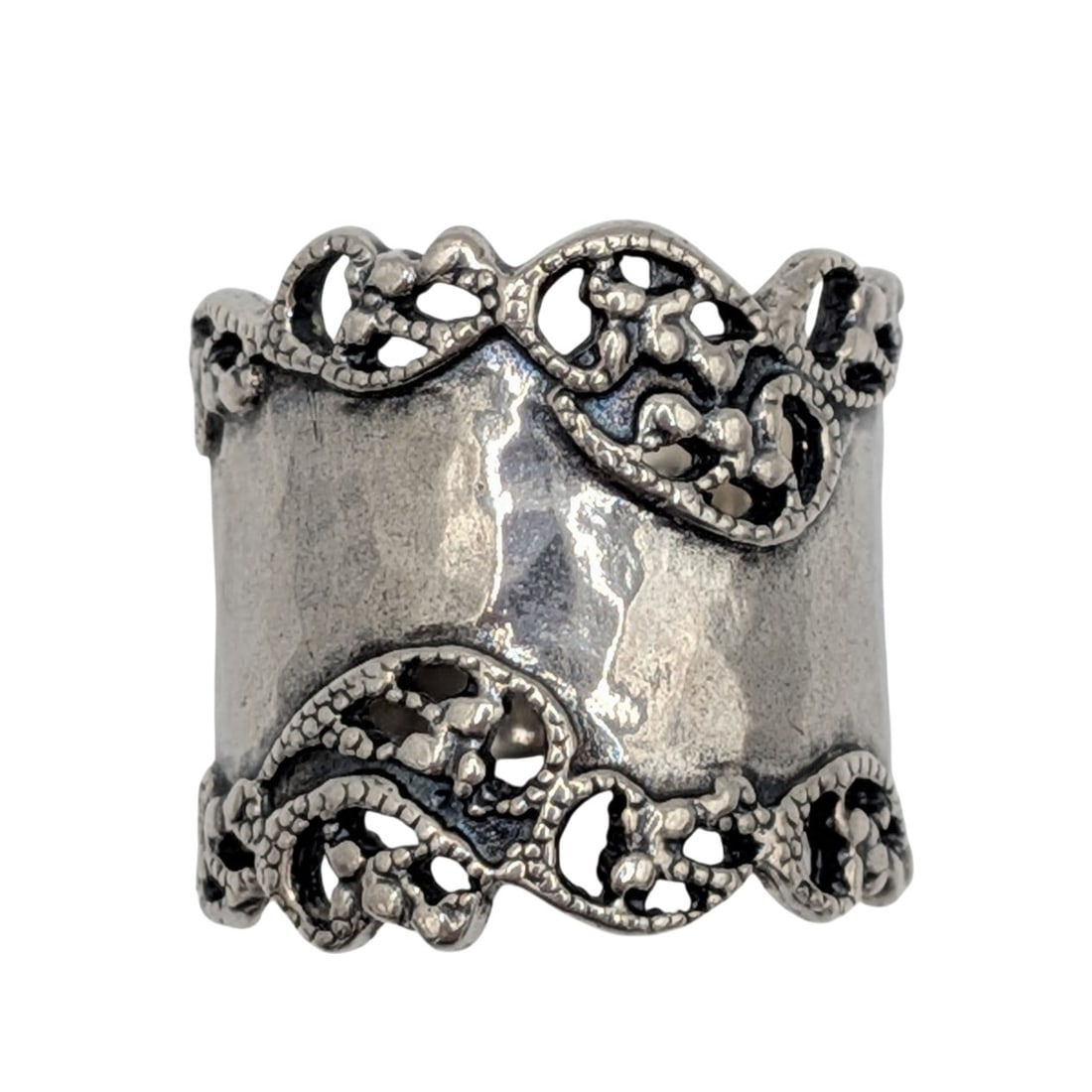 Signed Israel Sterling Silver Scroll Statement Ring Size 6.75 (1 of 5)