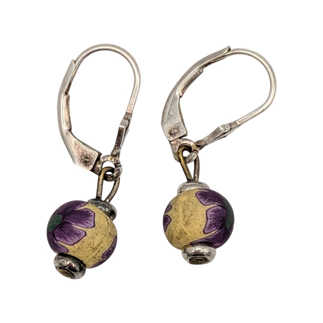 Sterling Silver Polymer Flower Bead Dangle Earrings (1 of 3)