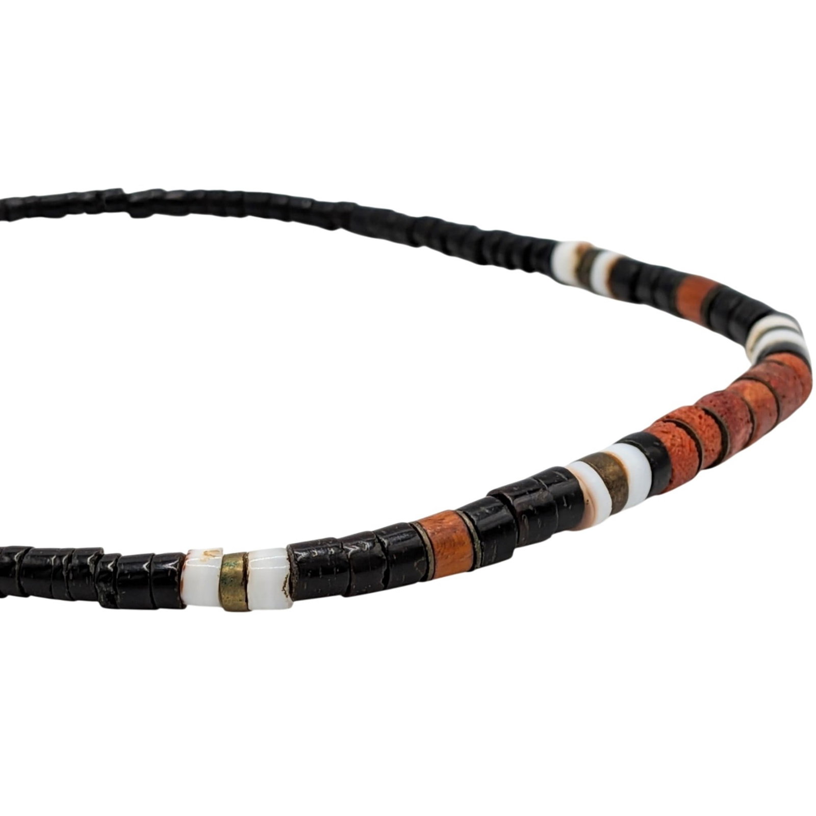 Handmade Brass Horn Shell Coral Heishi Bead Necklace (1 of 3)