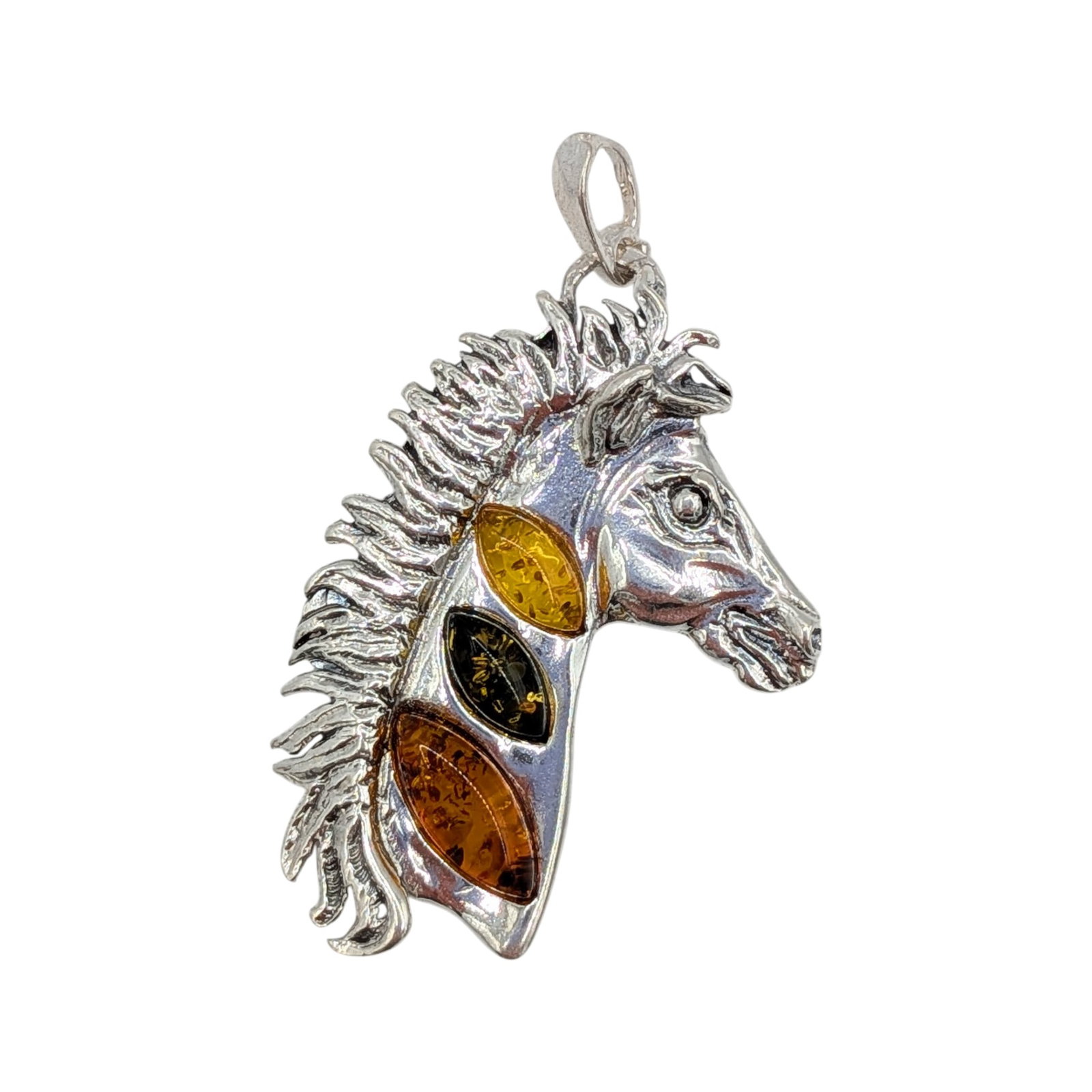 Sterling Silver Tri Colored Amber Horse Pendant (1 of 3)