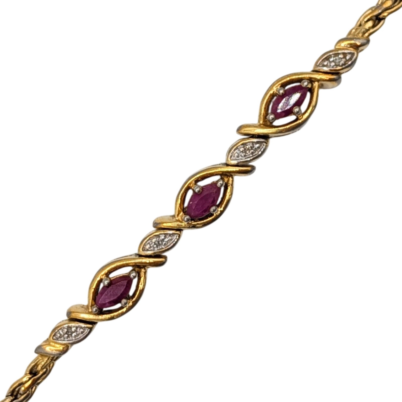 Prime American Jewel Gold Over Sterling Silver Ruby Diamond Bracelet (1 of 4)