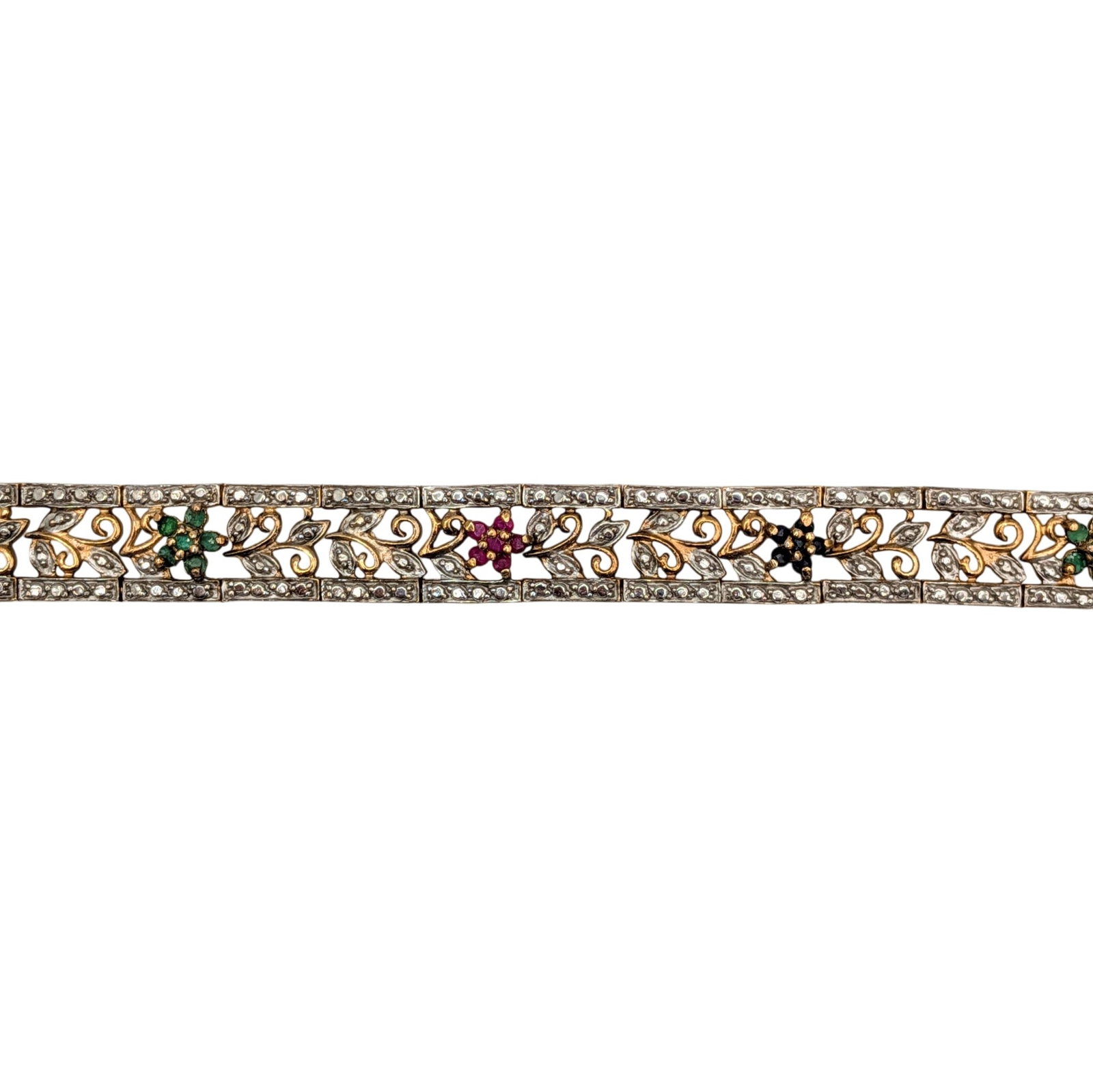 Ross Simons Gold Over Sterling Silver Multi-Stone Floral Tennis Bracelet (1 of 5)