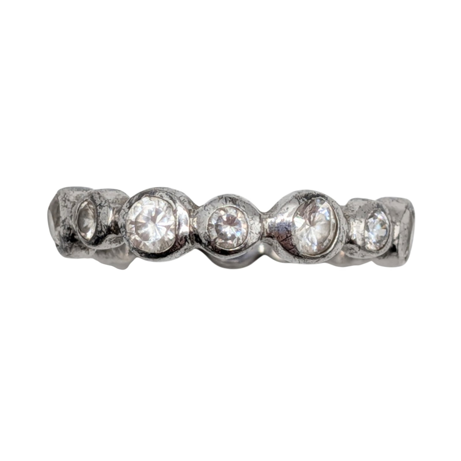 Sterling Silver CZ Bezel Set Eternity Band Ring Size 9.25 (1 of 4)