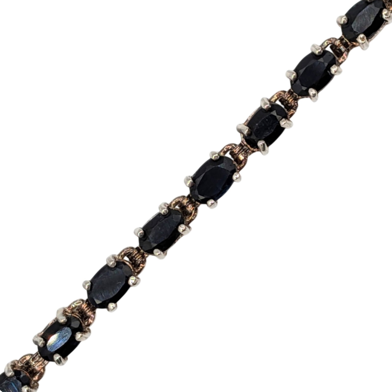 Signed Sterling Silver Sapphire Oval Cut Tennis Bracelet: Signed Sterling Silver, Sapphire Oval Cut Tennis Bracelet. 7.75in Length. Signed MRC 925. 12.1g