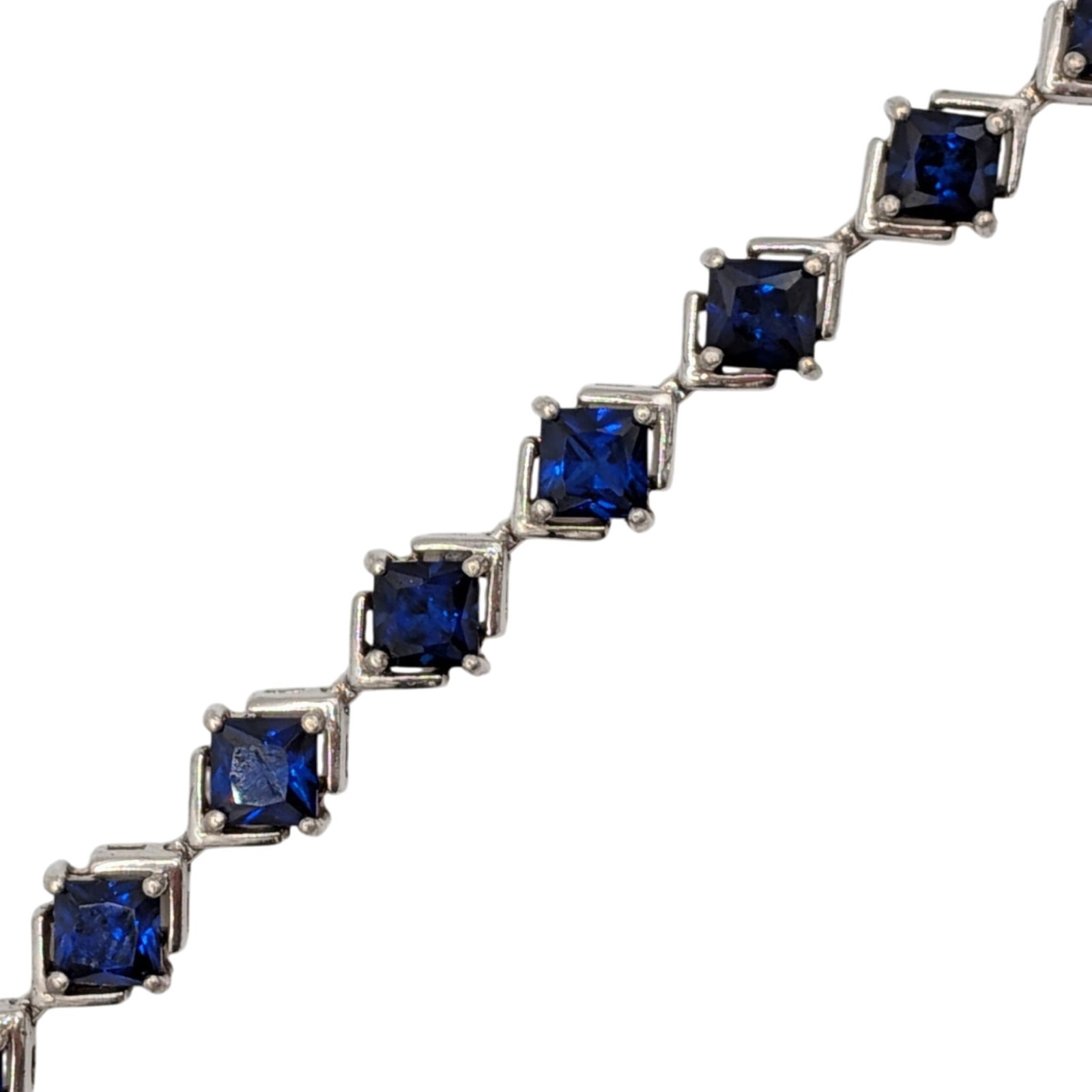 Sterling Silver Sapphire Princess Cut Tennis Bracelet (1 of 4)