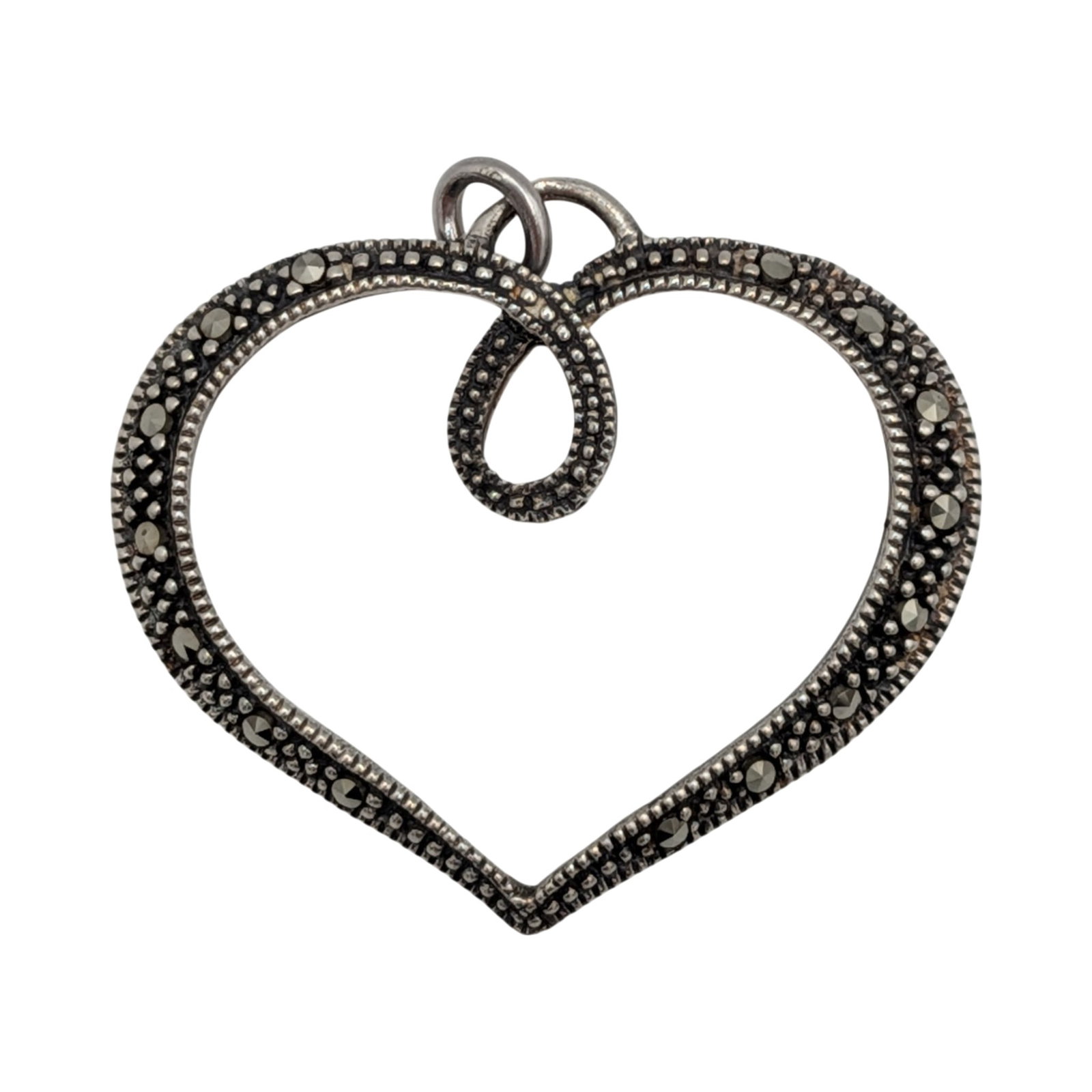 Sterling Silver Marcasite Heart Pendant (1 of 3)