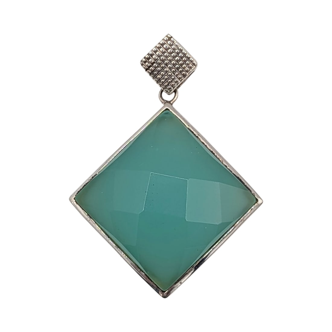 Signed Sterling Silver Chalcedony Cushion Cut Slide Pendant (1 of 4)