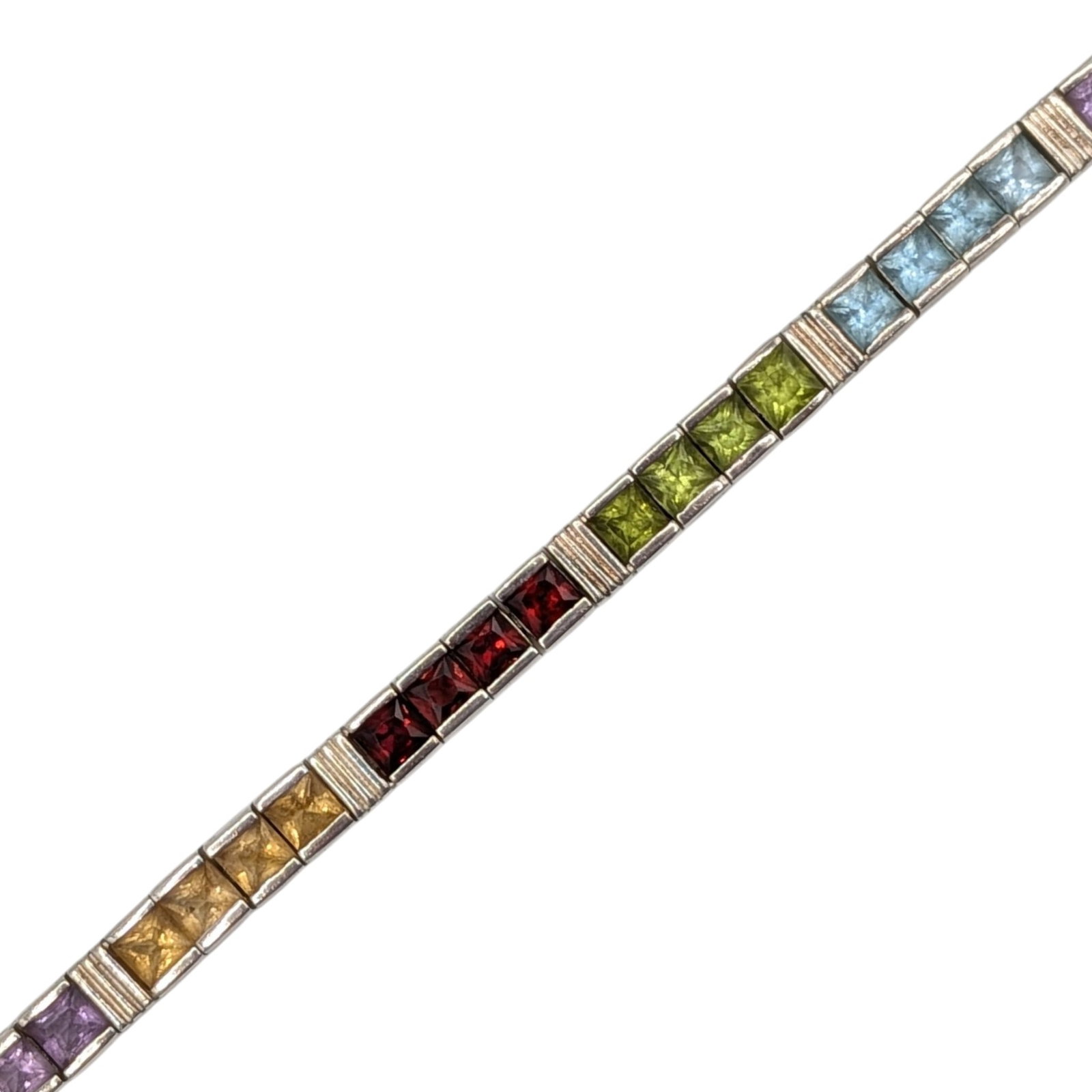 Signed Sterling Silver Multi-Stone Articulated Tennis Bracelet (1 of 5)