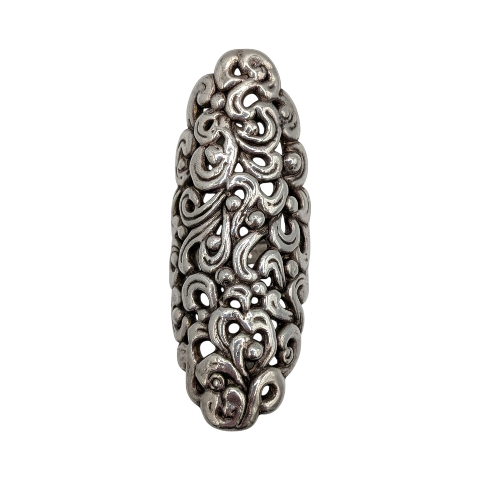 Sterling Silver Open Scroll Statement Ring Size 8.5: Sterling Silver Open Scroll Statement Ring. Size 8.5. Signed Israel. 16g