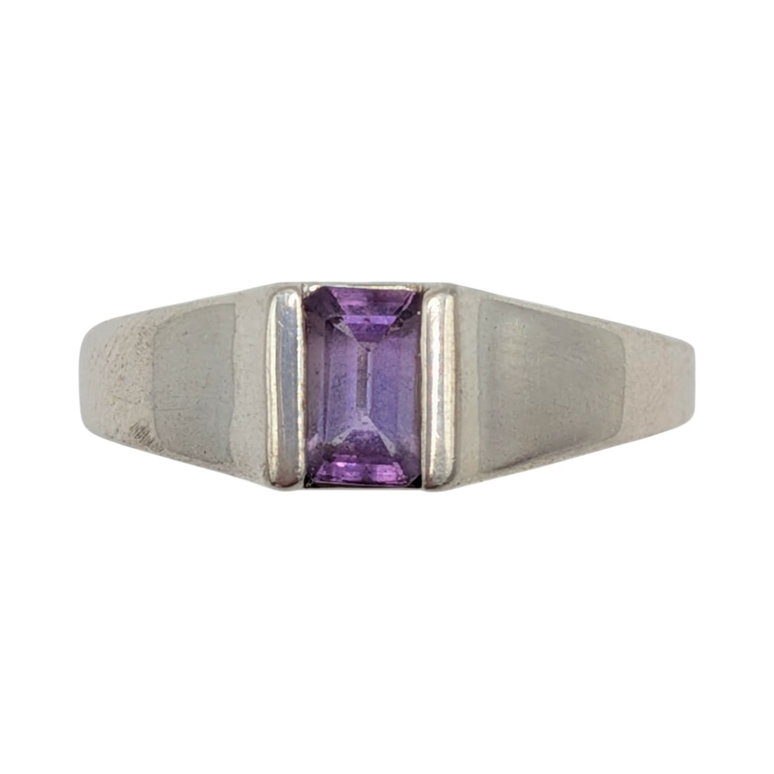 Kabana Sterling Silver Amethyst Emerald Cut Tension Set Band Ring Size 8 (1 of 6)