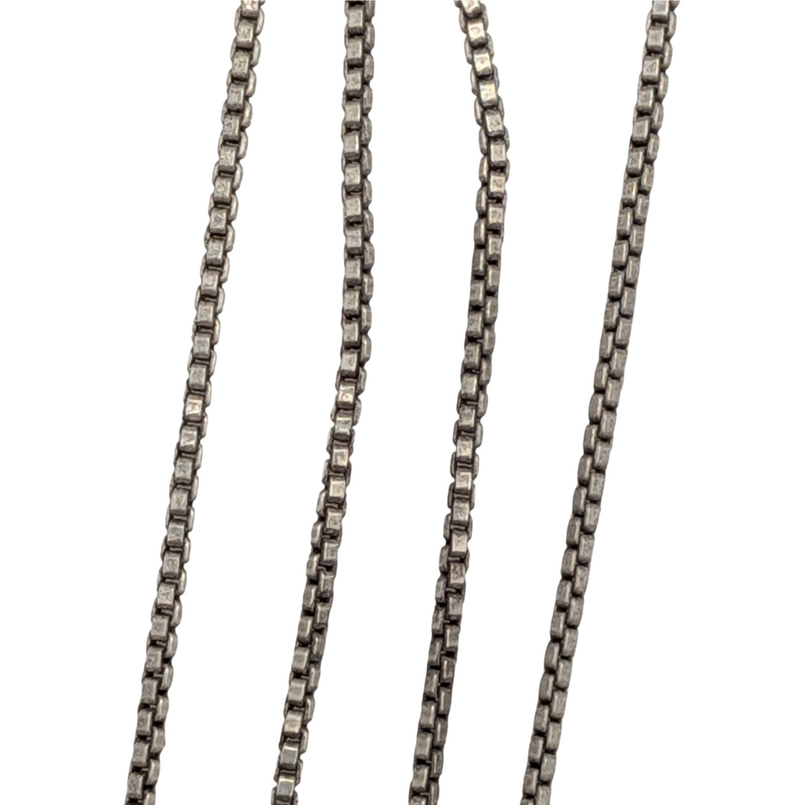 Signed Italy Sterling Silver 1mm Box Chain Necklace (1 of 4)