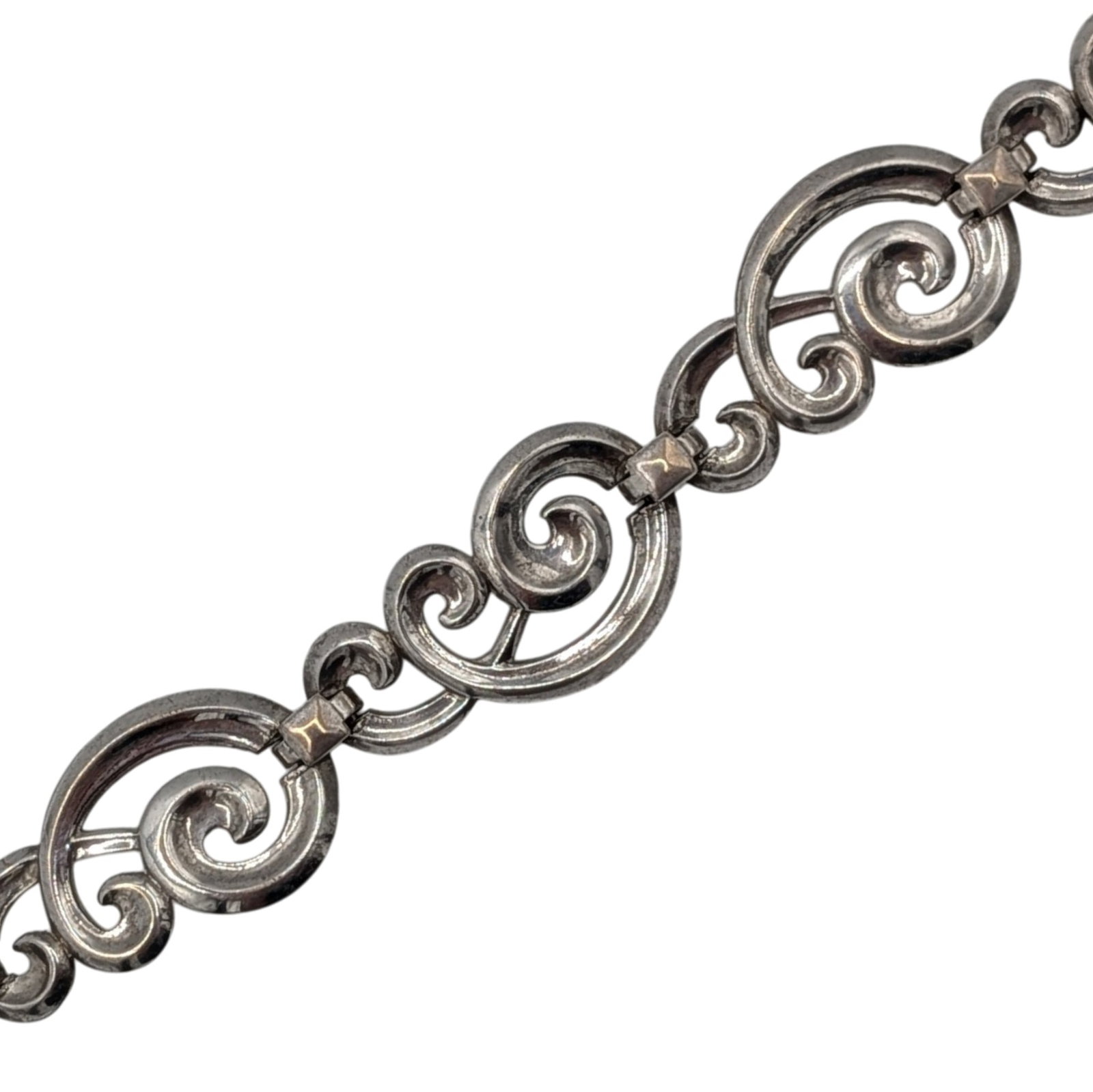 Signed Sterling Silver Scrolling Sectional Bracelet (1 of 3)
