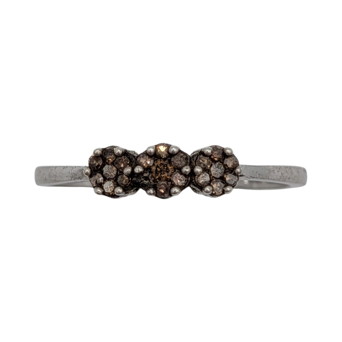 D'Joy Sterling Silver Chocolate Diamond 3 Cluster Stone Ring Size 10.25: D'Joy Sterling Silver, Chocolate Diamond 3 Cluster Stone Ring. Size 10.25. Signed D'Joy 925. 2.1g