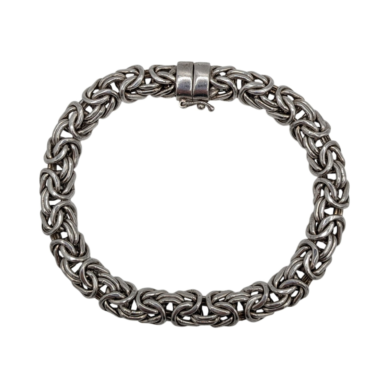 Signed Turkey Sterling Silver Byzantine Bracelet (1 of 5)