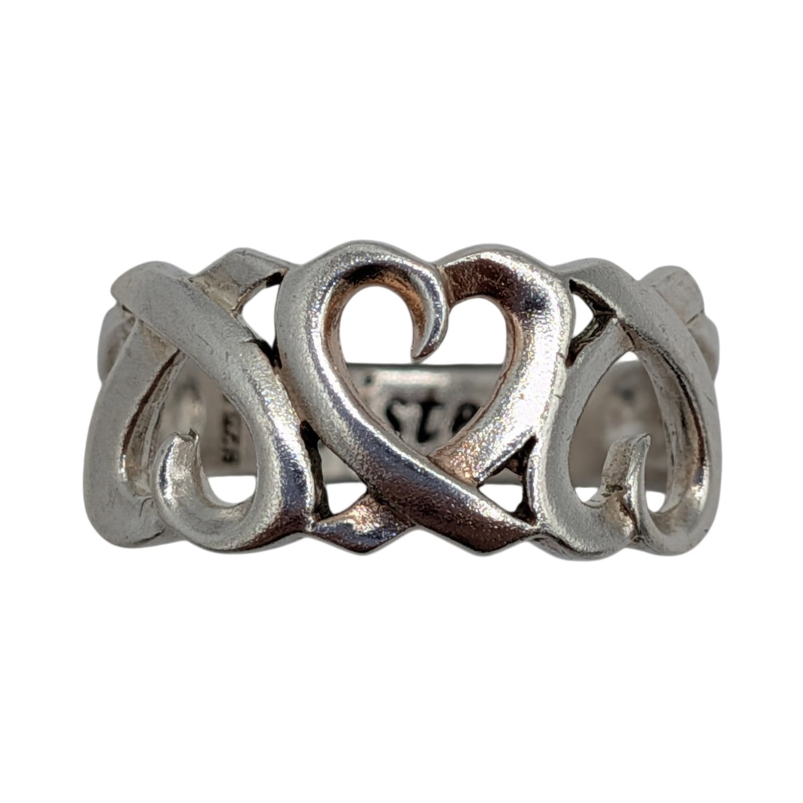 Signed Sterling Silver Triple Heart Sisters Ring Size 6.25 (1 of 5)