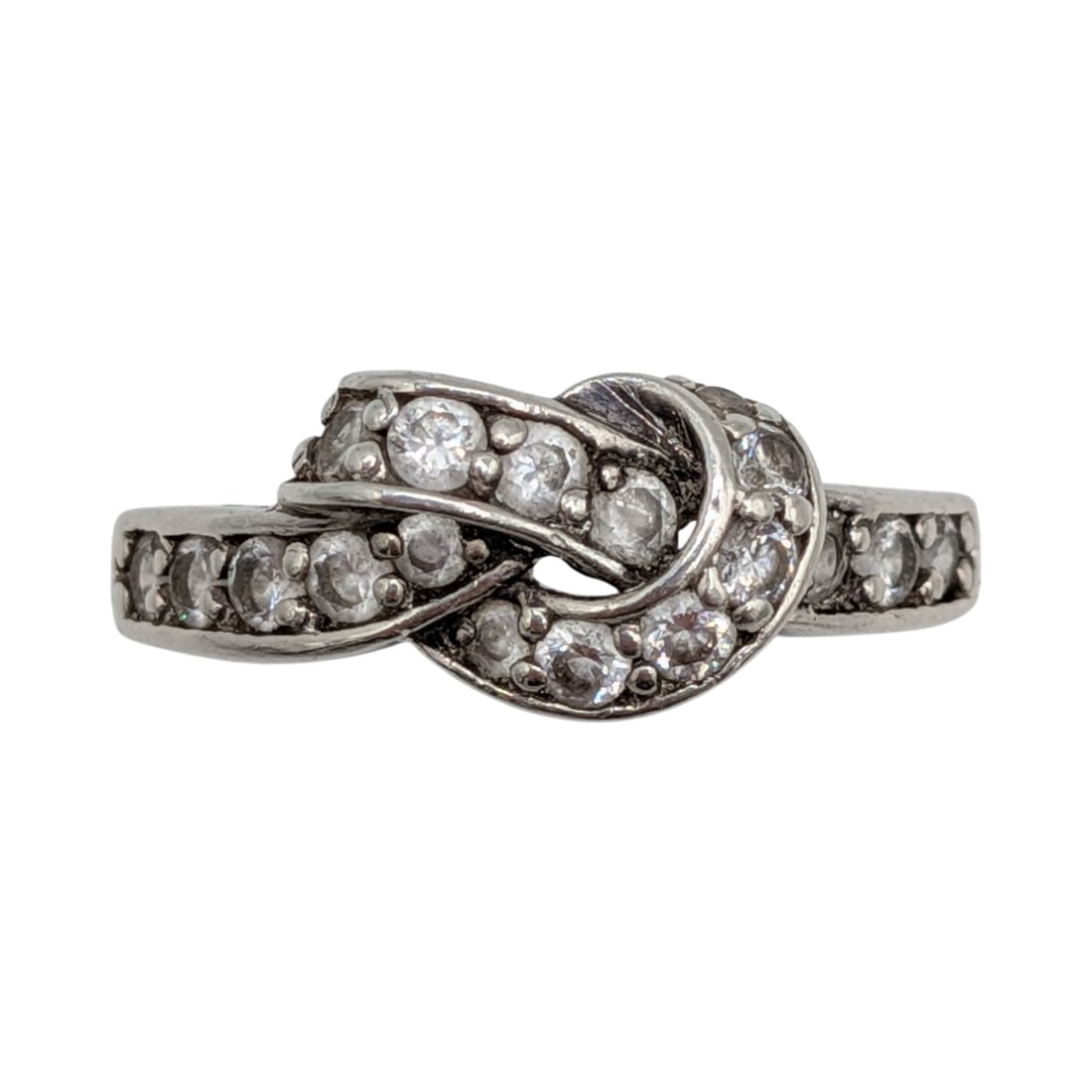 Sterling Silver White CZ Channel Set Twisted Knot Ring Size 10.5: Sterling Silver, White CZ Channel Set Twisted Knot Ring. Size 10.5. Signed China 925. 4.2g