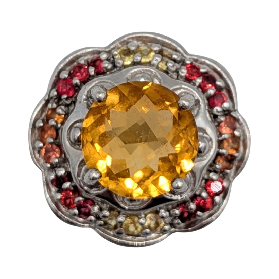 Signed Sterling Silver Citrine Topaz Statement Ring Size 7: Signed Sterling Silver, Citrine, Topaz Statement Ring. Size 7. Signed C inside T 925 Thailand. 6.1g