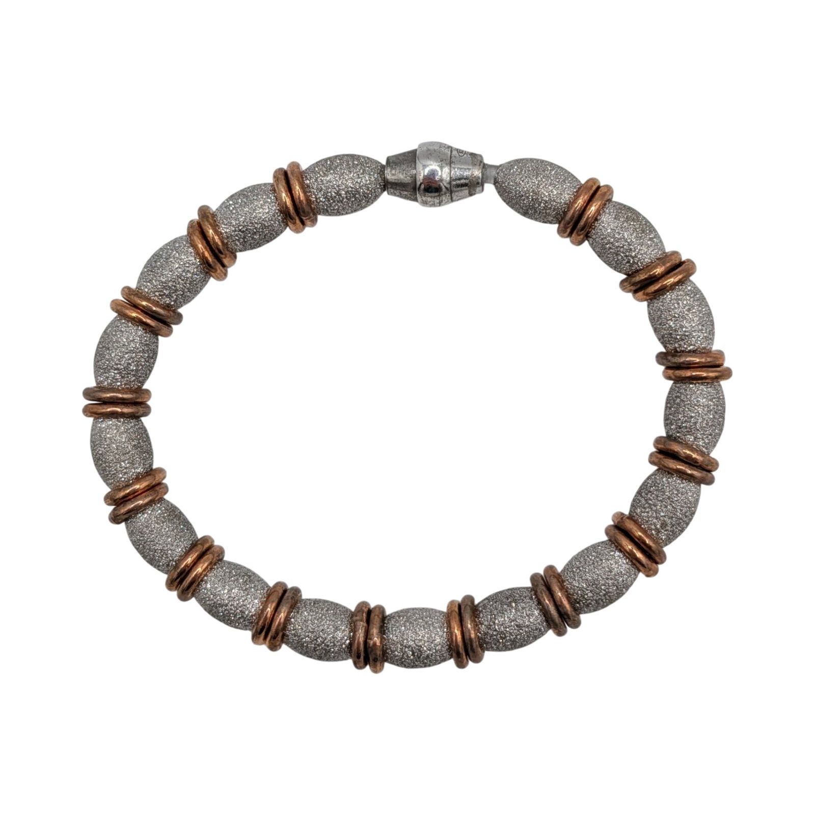 Sterling Silver Gold Over Silver Bands Textured Bracelet (1 of 3)