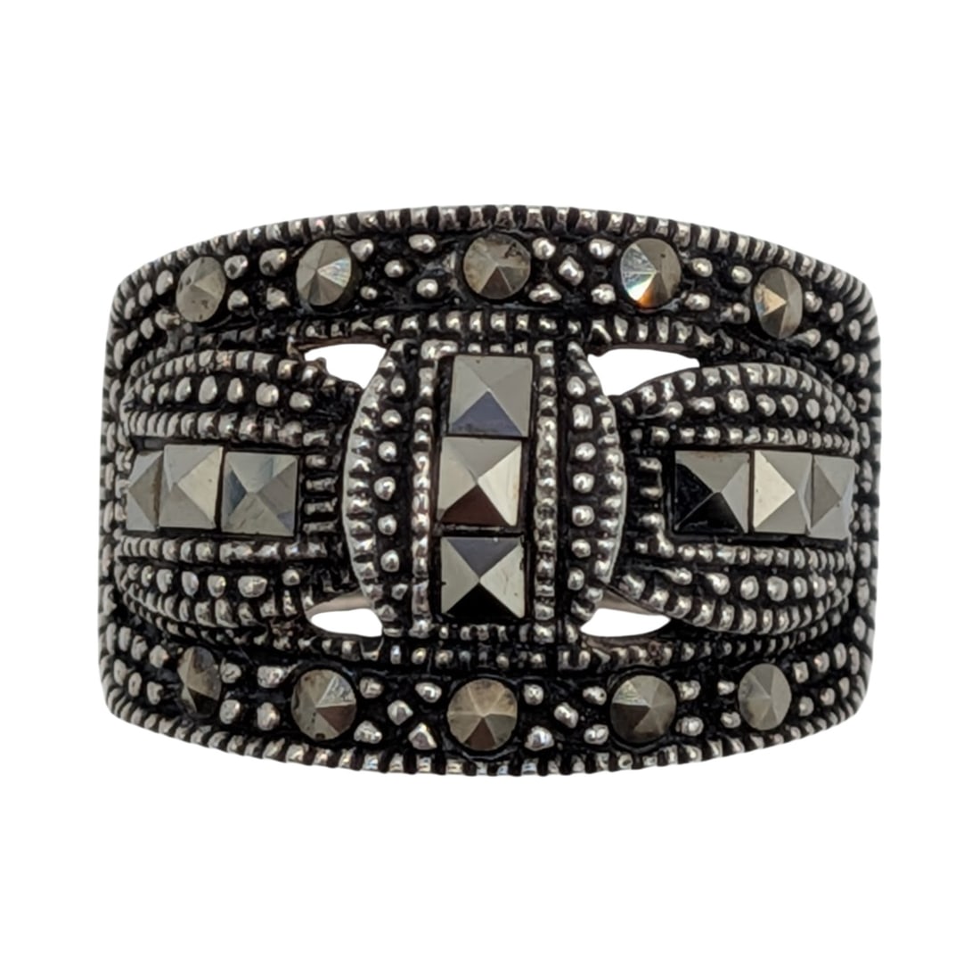 Sterling Silver Ornate Marcasite Ring Size 7 (1 of 4)
