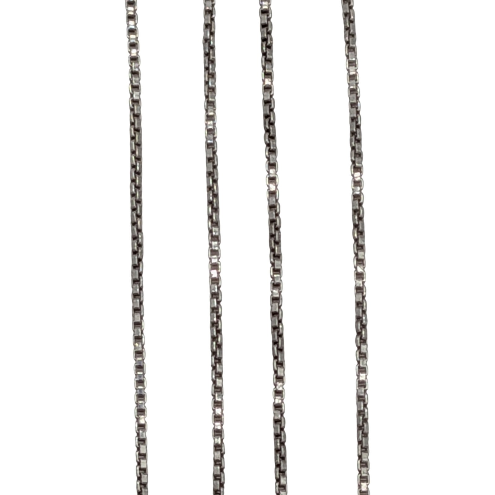Signed Italy Sterling Silver Box Chain Necklace: Signed Italy Sterling Silver 1mm Box Chain Necklace. 18in Length. Signed 925 ITaly pictograph. 2.7g