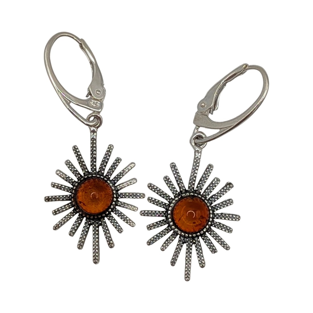 Sterling Silver Amber Sun Drop Earrings (1 of 3)