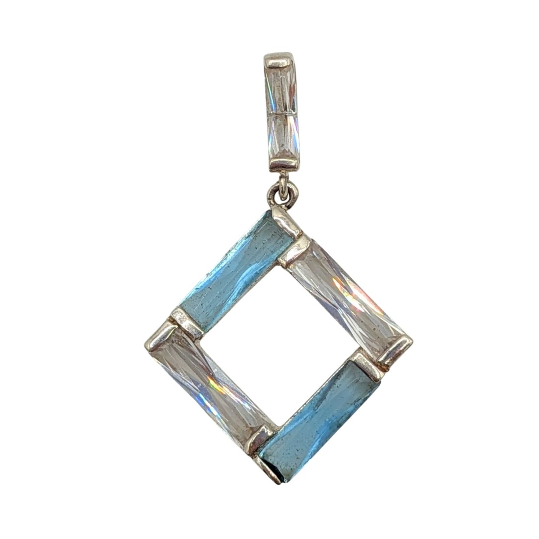 Signed Sterling Silver CZ Open Geometric Slide Pendant (1 of 3)