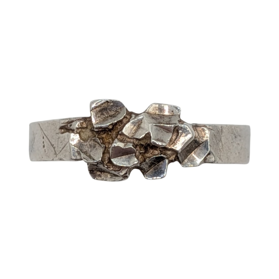 Signed Sterling Silver Cut Nugget Ring Size 6.5: Signed Sterling Silver Cut Nugget Ring. Size 6.5. Signed symbol 925. 5.2g
