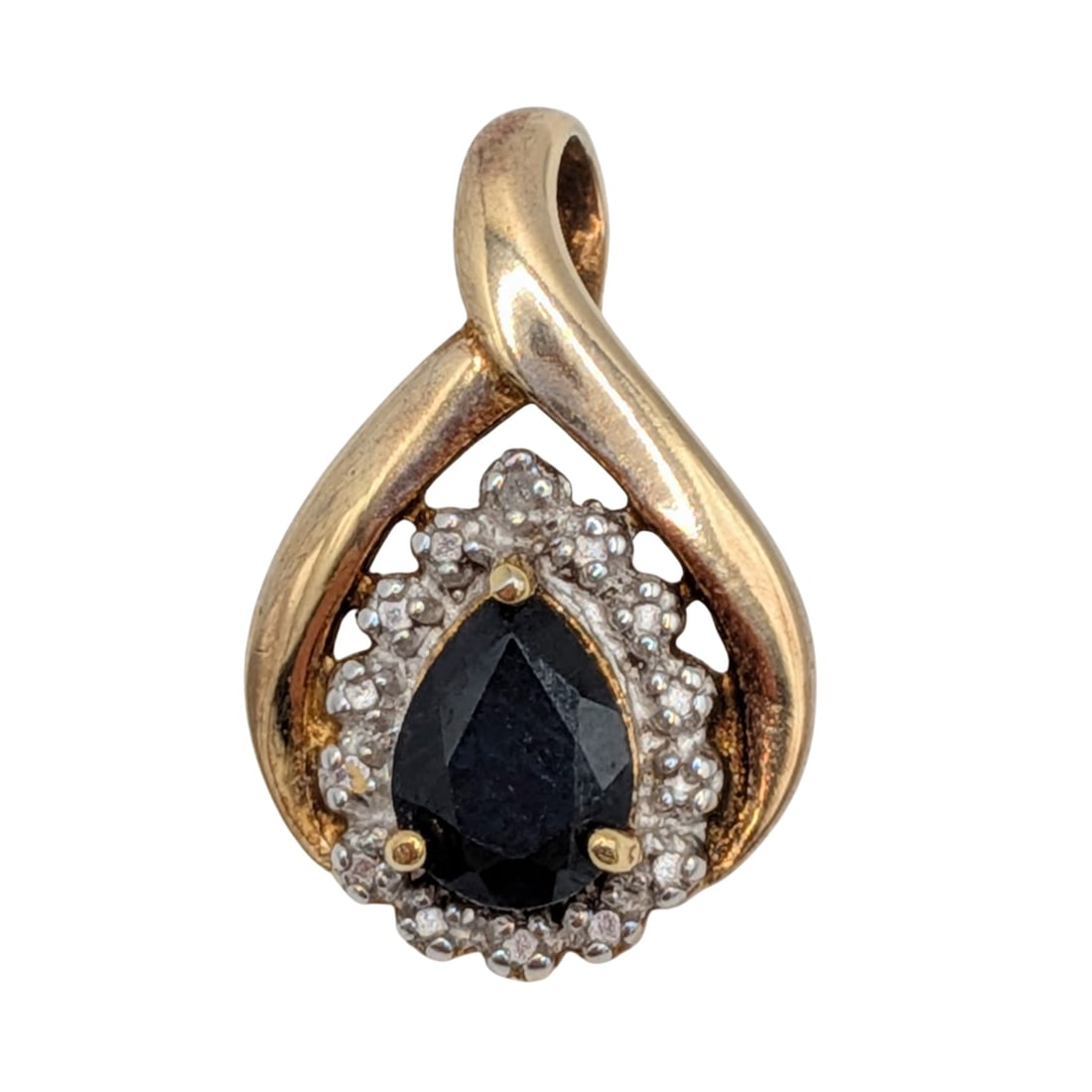 Ross Simons Gold Over Sterling Silver Diamond Sapphire Halo Drop Pendant (1 of 3)