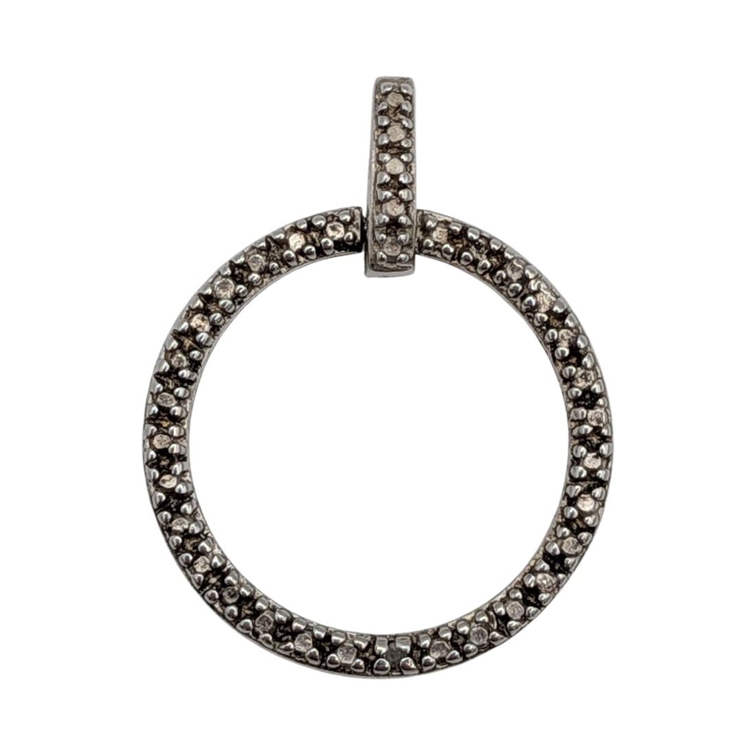 Ross Simons Sterling Silver Diamond Circle Drop Pendant: Ross Simons Sterling Silver, Diamond Circle Drop Pendant. Signed R 925 China. 2.1g