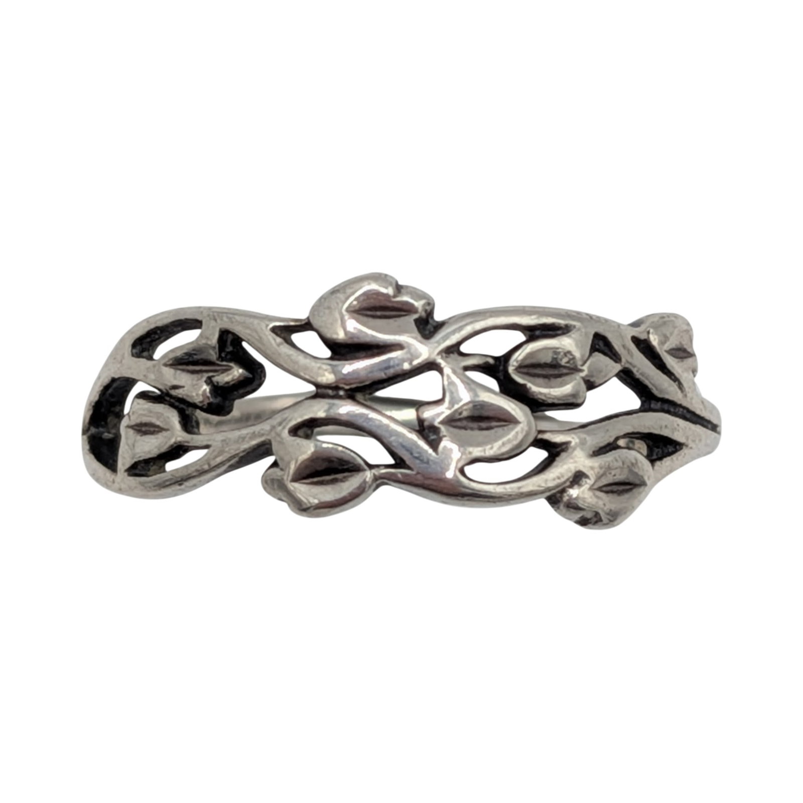 Signed Sterling Silver Floral Vine Ring Size 7.75 (1 of 5)