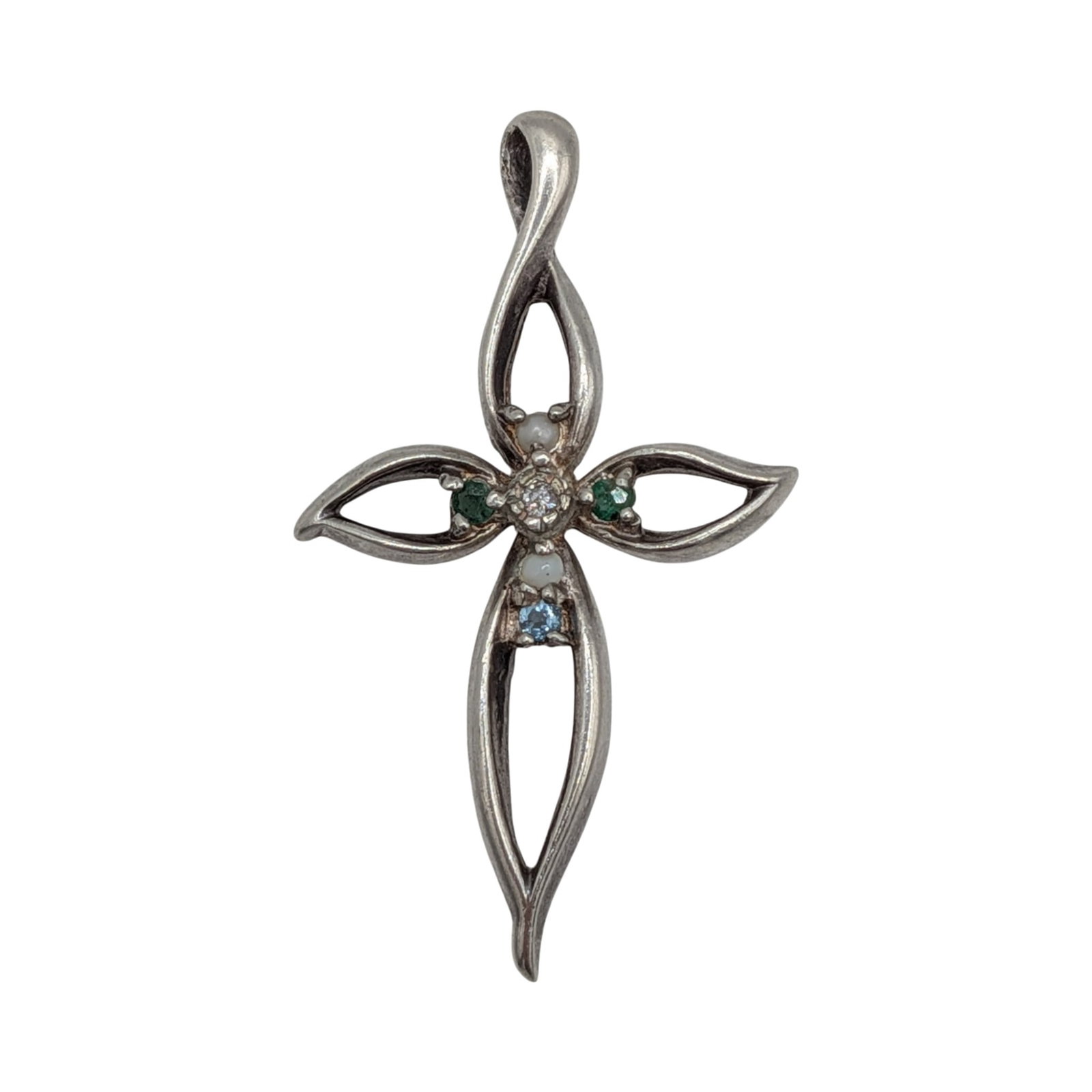 Lenox Sterling Silver Multi-Stone Open Cross Pendant (1 of 3)