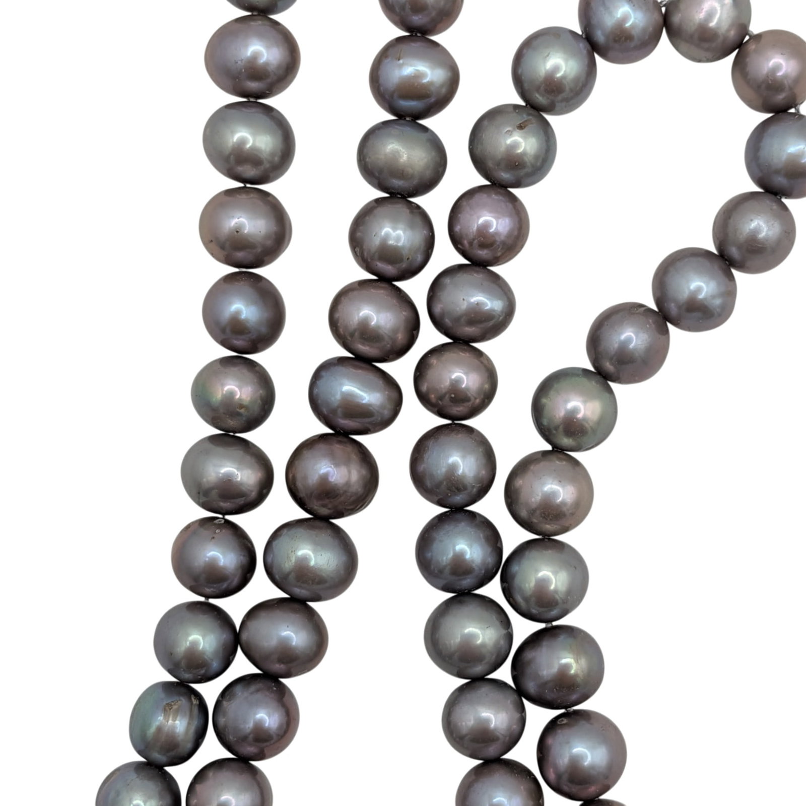 Silver Tone Metal Lavender Pearl Strand Rhinestone Necklace (1 of 3)