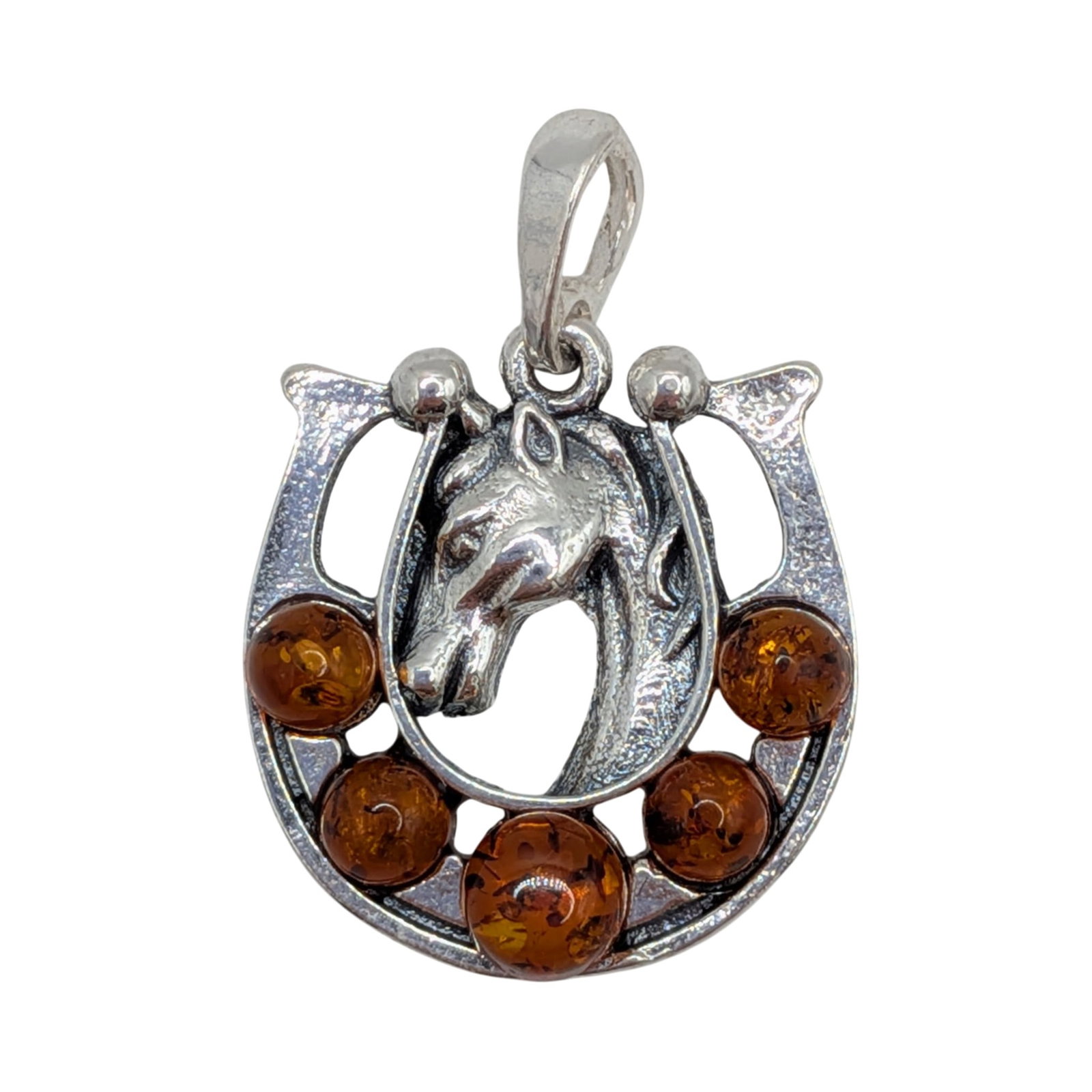 Sterling Silver Amber Horseshoe Pendant (1 of 3)