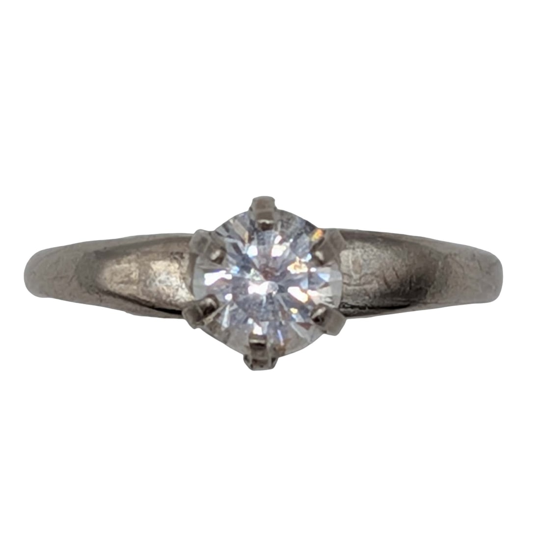 Signed Sterling Silver Rhinestone Classic Solitaire Ring Size 4 (1 of 6)
