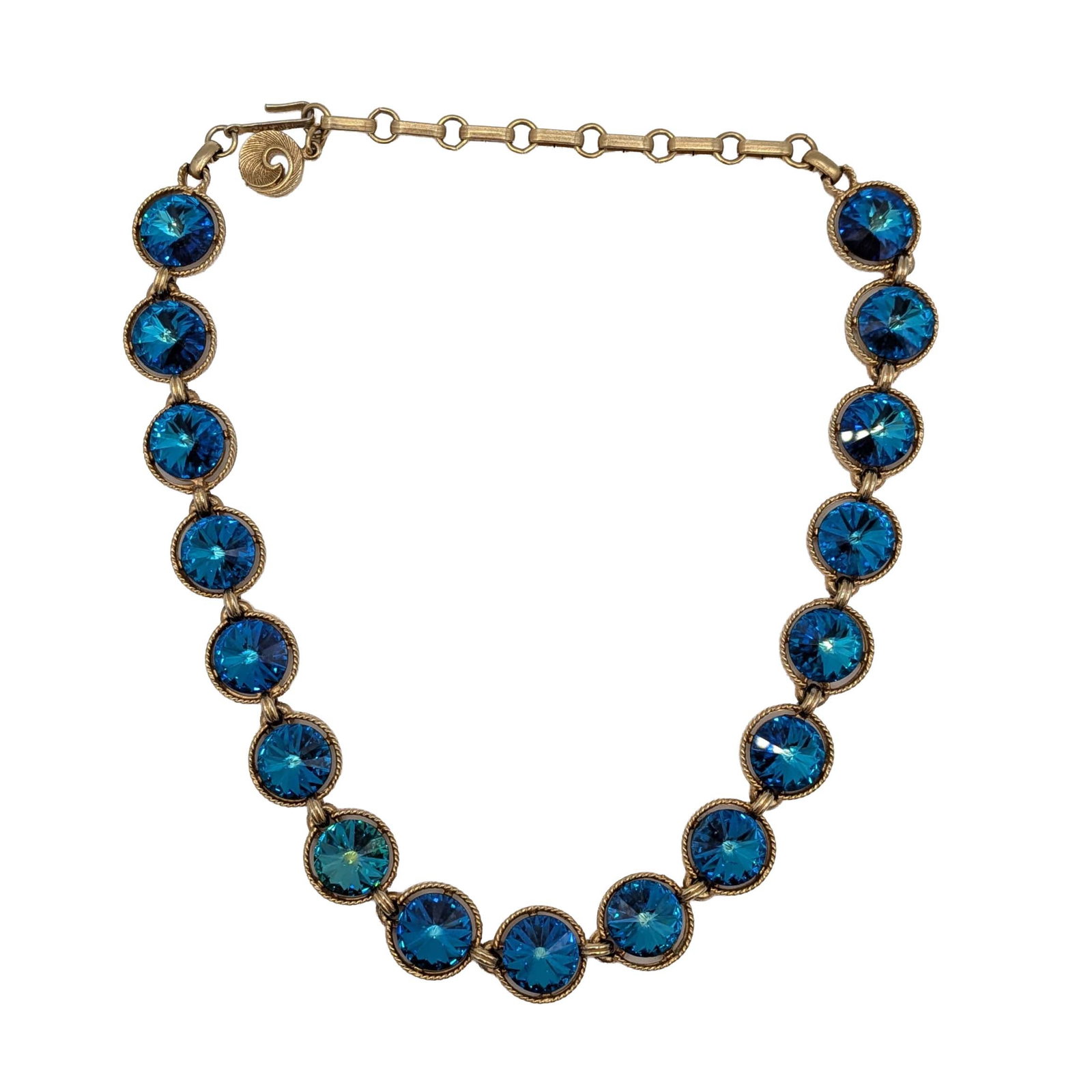 Lisner Gold Tone Blue Rhinestone Link Necklace (1 of 3)