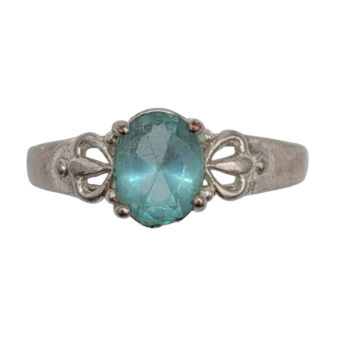 Signed Silver Plated Acrylic Rhinestone Solitaire Ring Size 7 (1 of 4)