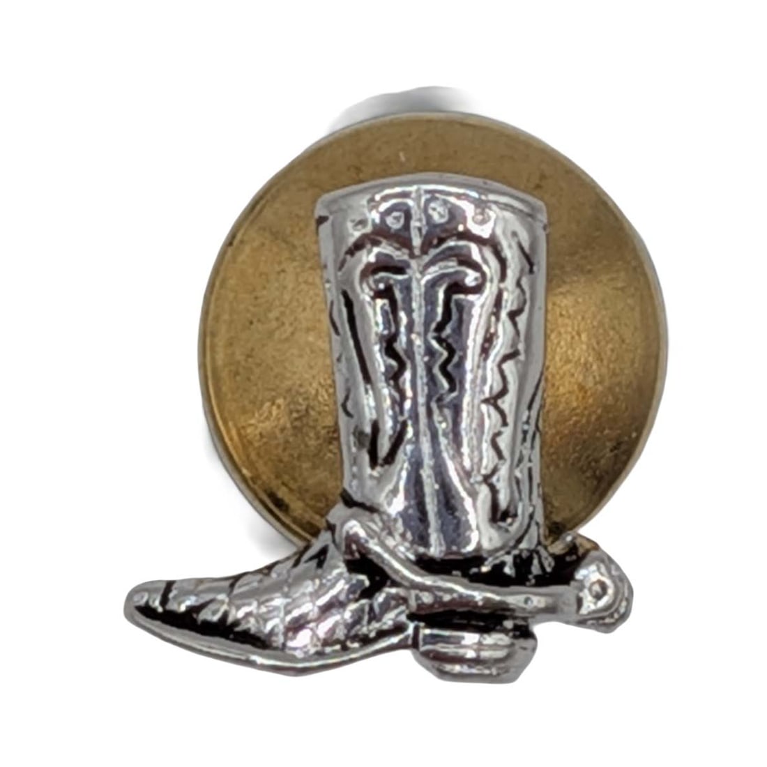 Swank Silver Plated Cowboy Boot Tie Tack Pin: Swank Silver Plated Base Metal Cowboy Boot Tie Tack Pin. Signed Swank. 2.5g