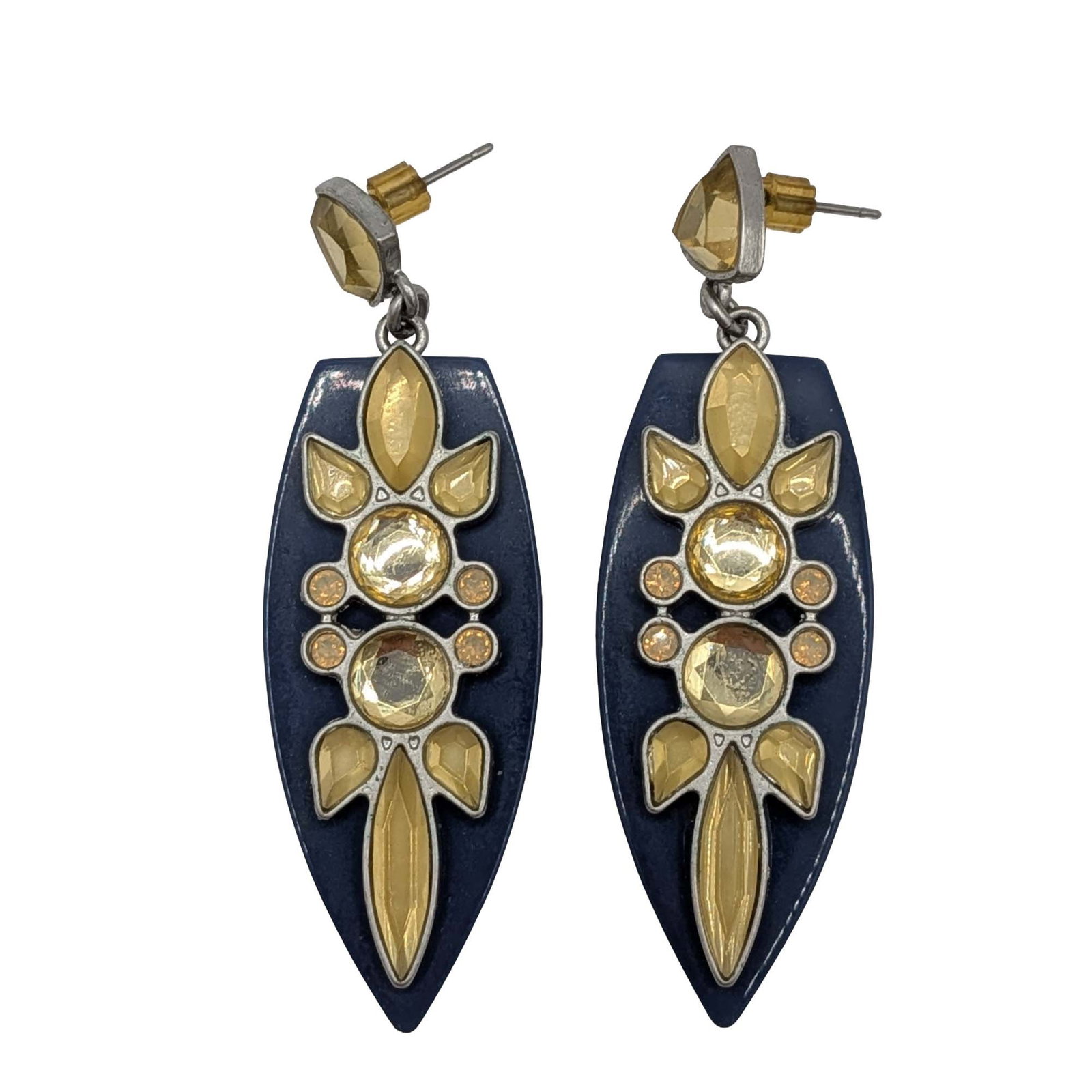 Lia Sophia Silver Tone Resin Rhinestone Dangle Earrings (1 of 3)