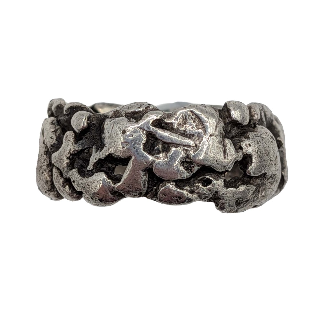 Sterling Silver Lost Wax Cast Textured Band Ring Size 9.5: Sterling Silver Lost Wax Cast Textured Band Ring. Size 9.5. Signed Sterling. 18.3g