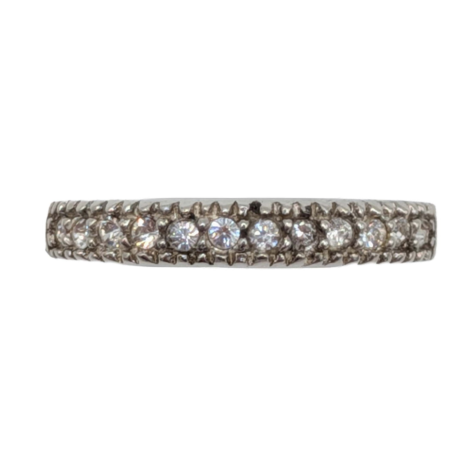 Avon Sterling Silver White Rhinestone Half Round Band Ring Size 8.25 (1 of 5)