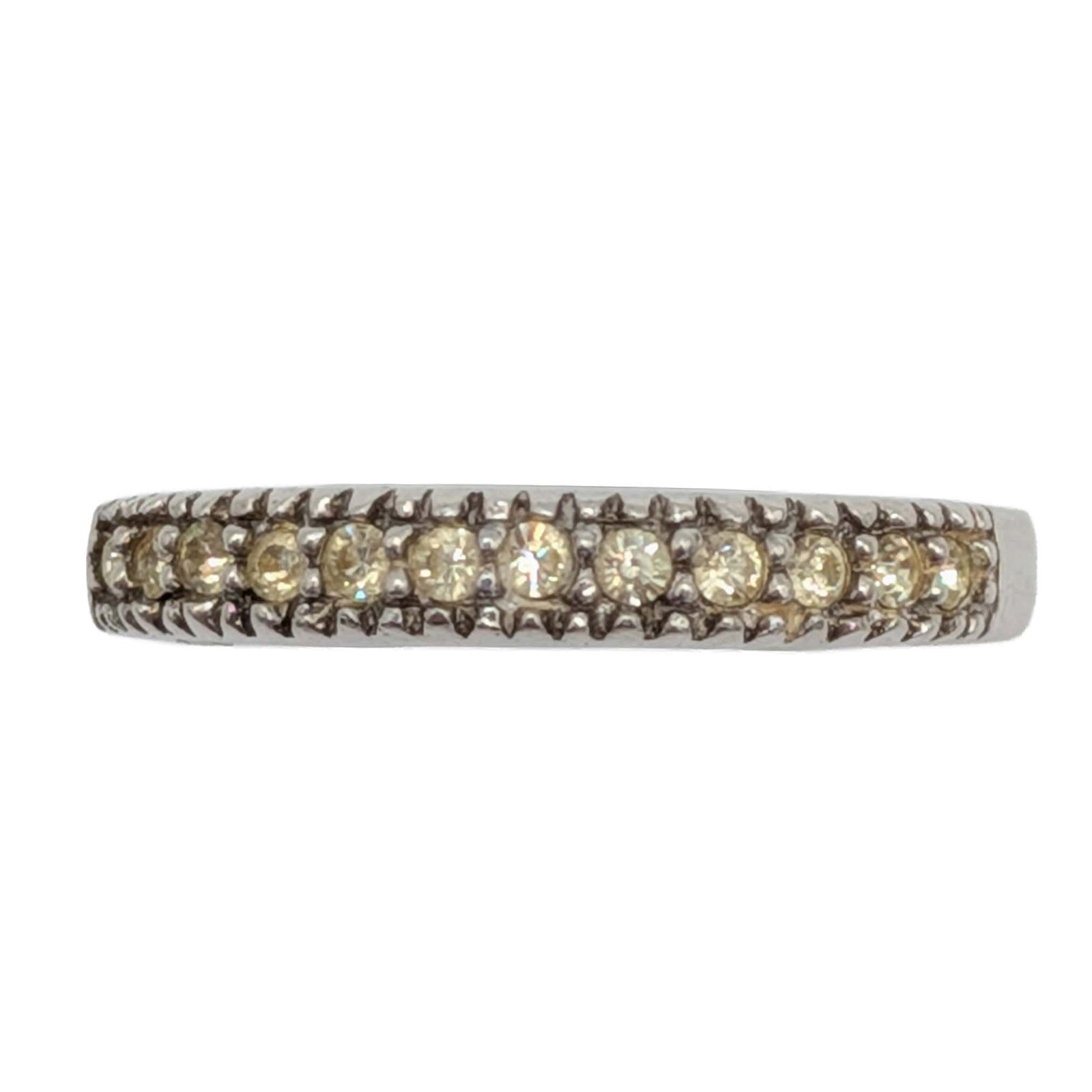 Avon Sterling Silver Yellow Rhinestone Half Round Band Ring Size 8.25 (1 of 5)
