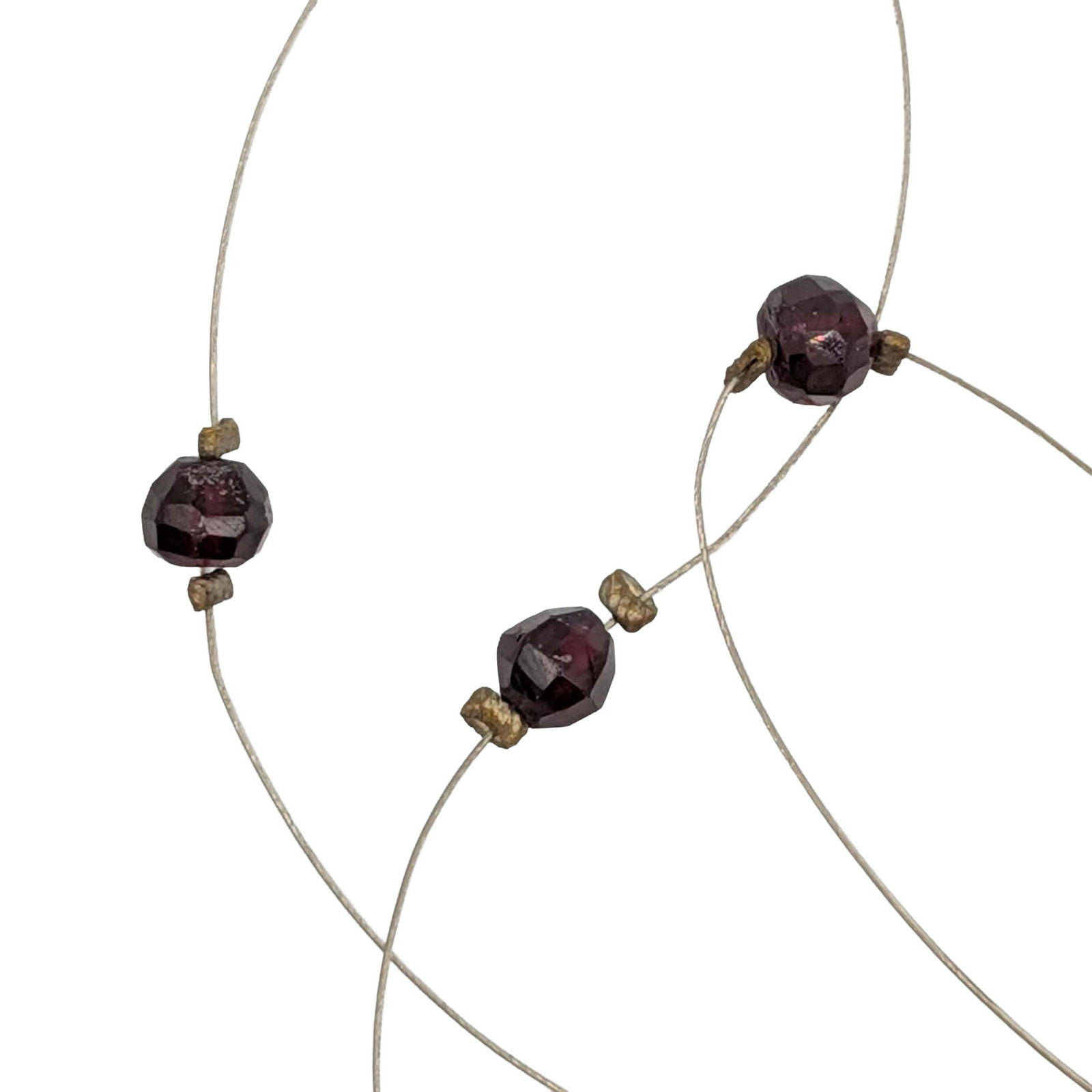Sterling Silver Red Glass Beaded Invisible Wire Necklace (1 of 3)