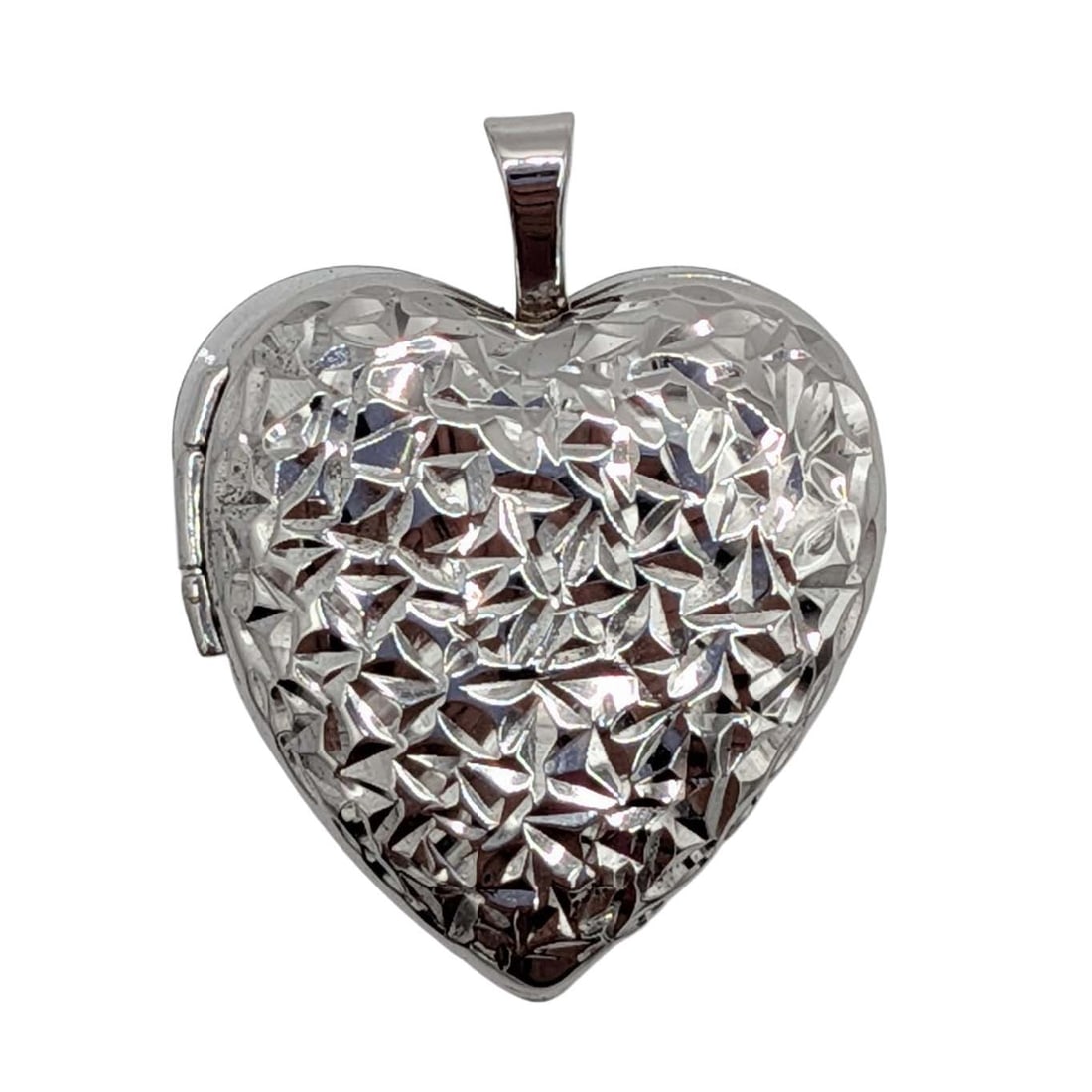 Signed Sterling Silver Textured Heart Locket Pendant (1 of 4)