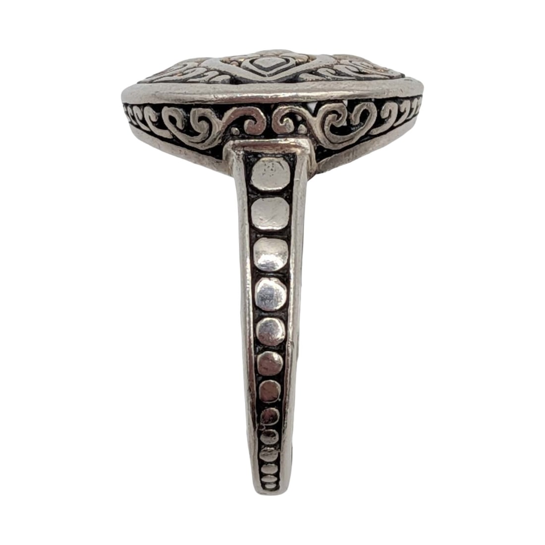 Signed Sterling Silver Open Scrollwork Ring Size 9 - 2