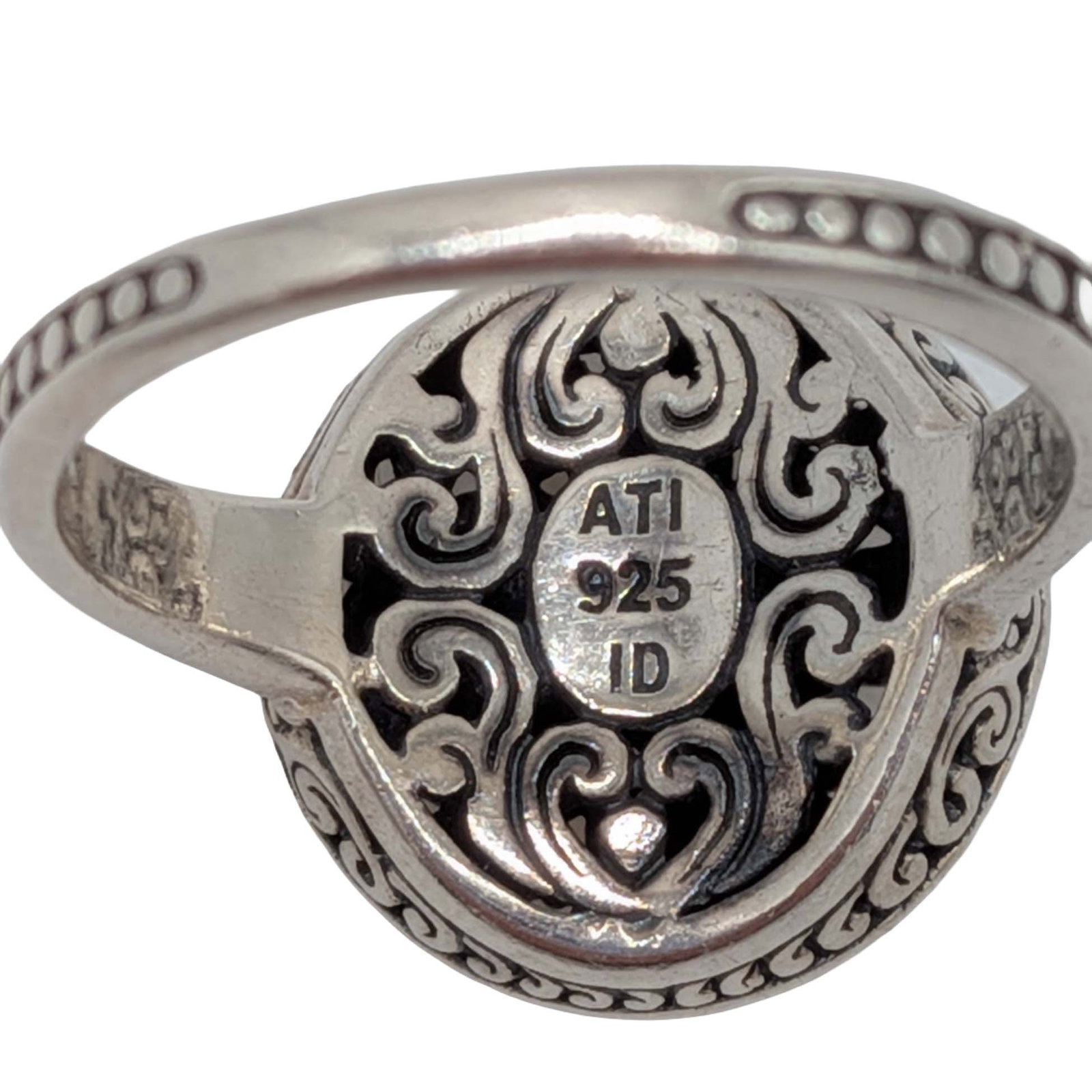 Signed Sterling Silver Open Scrollwork Ring Size 9 - 4