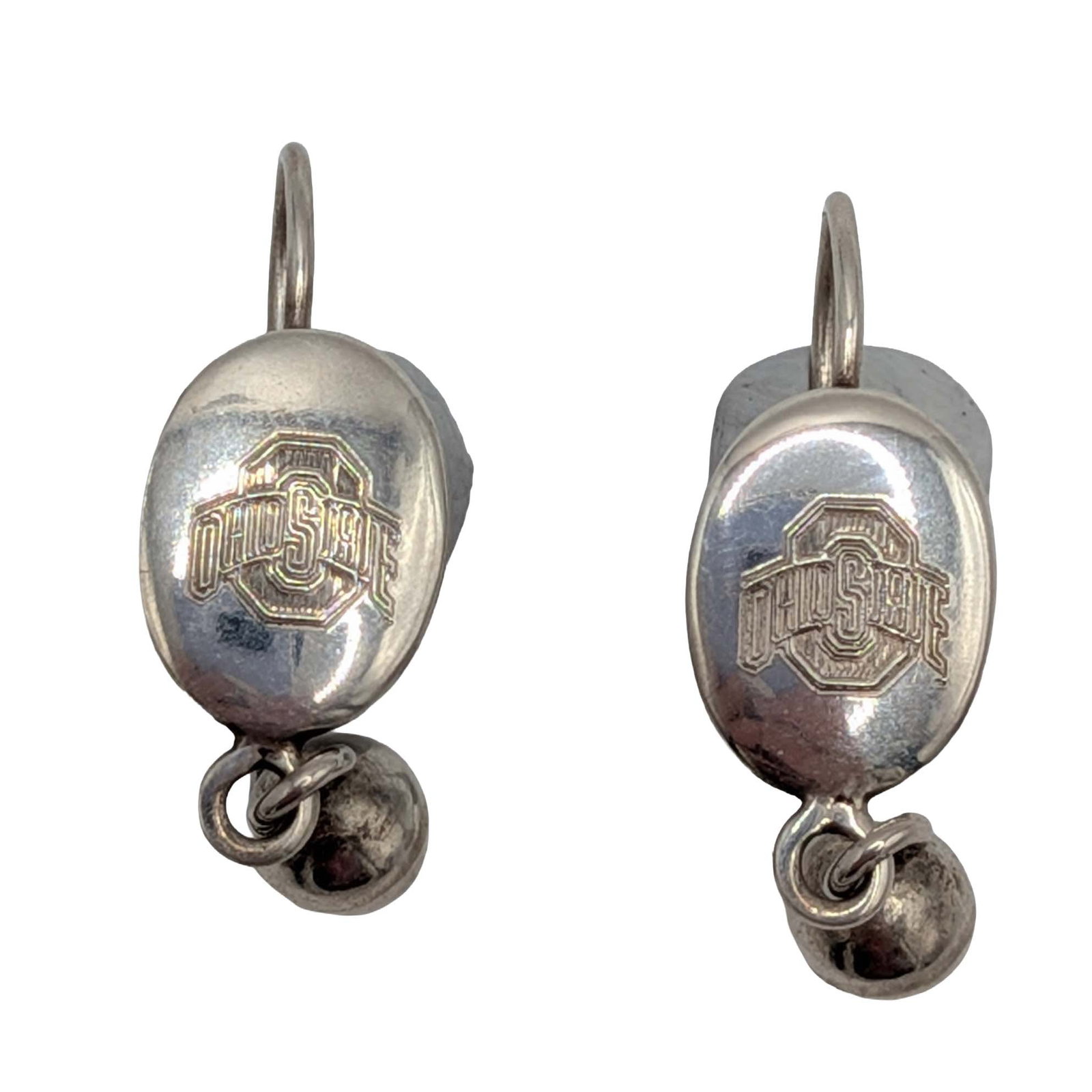 Sterling Silver Engraved Ohio State University Dangle Earrings: Sterling Silver Engraved Ohio University Logo Dangle Earrings. Signed 925. 2.2g