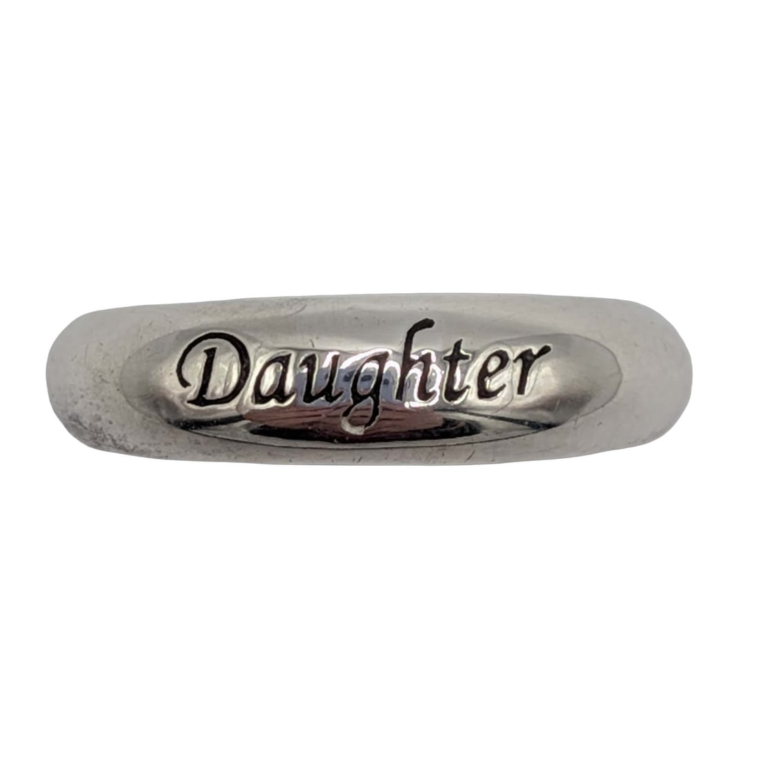 Signed Sterling Silver Daughter Engraved Band Ring Size 6.25: Signed Sterling Silver Daughter Engraved Band Ring. Size 6.25. Signed 925 RJ 6. 1.9g